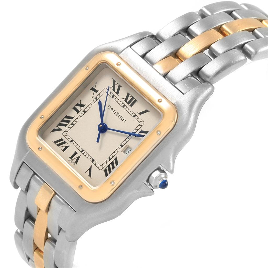 Cartier Panthere Jumbo Steel Yellow Gold One-Row Unisex Watch 187957 For Sale 2