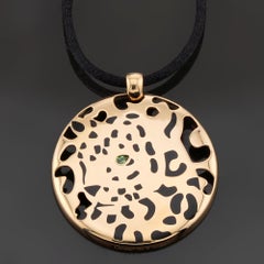 CARTIER Panthere Lacquer Tsavorite Yellow Gold Pendant Necklace
