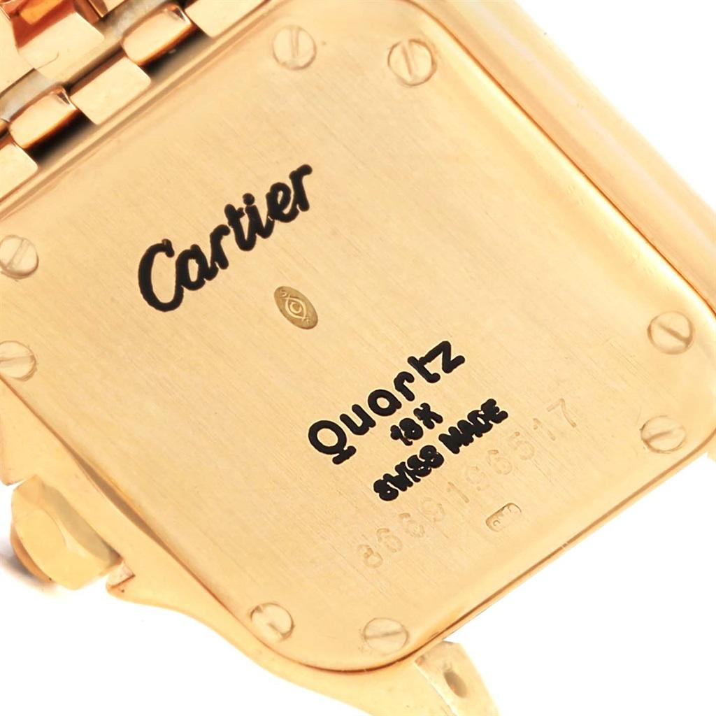 Cartier Panthere Ladies 18 Karat Yellow Gold Diamond Sunrise Dial Watch For Sale 4
