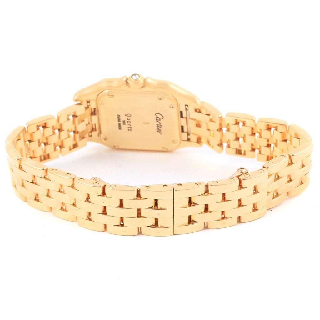 Cartier Panthere Ladies 18 Karat Yellow Gold Diamond Sunrise Dial Watch For Sale 5