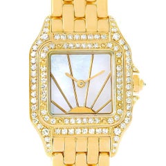 Cartier Panthere Ladies 18 Karat Yellow Gold Diamond Sunrise Dial Watch
