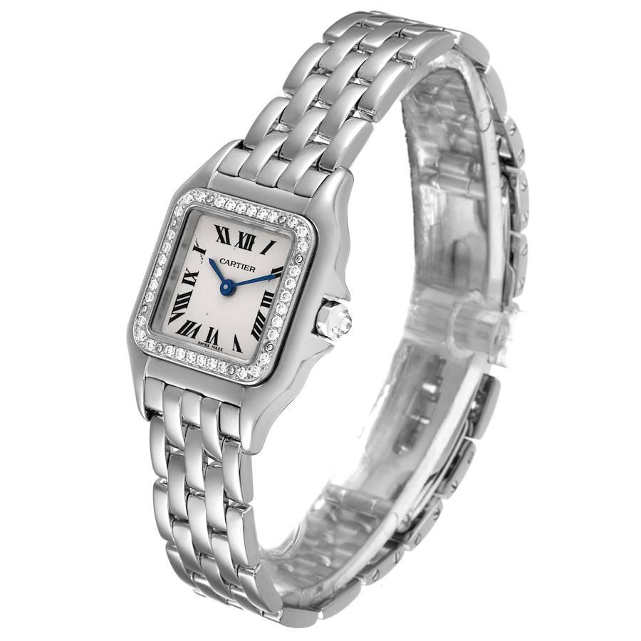 Cartier Panthere Ladies 18k White Gold Diamond Watch WF3091F3 In Excellent Condition For Sale In Atlanta, GA