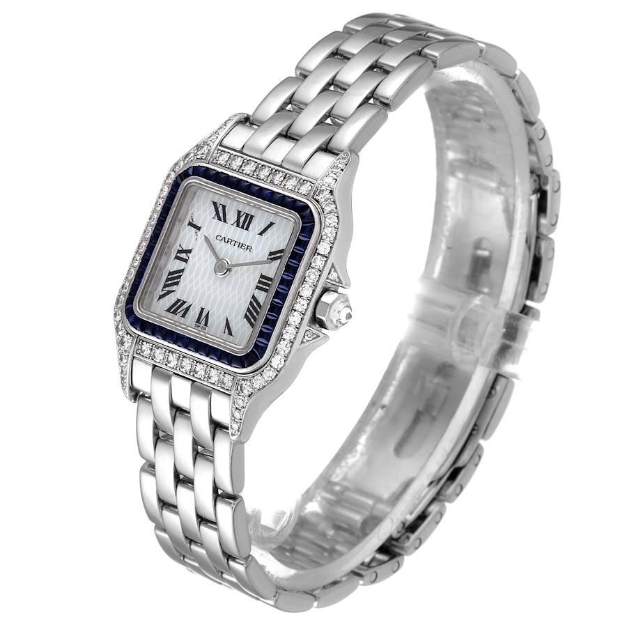 Women's Cartier Panthere Ladies 18k White Gold Sapphire Diamond Ladies Watch 2362