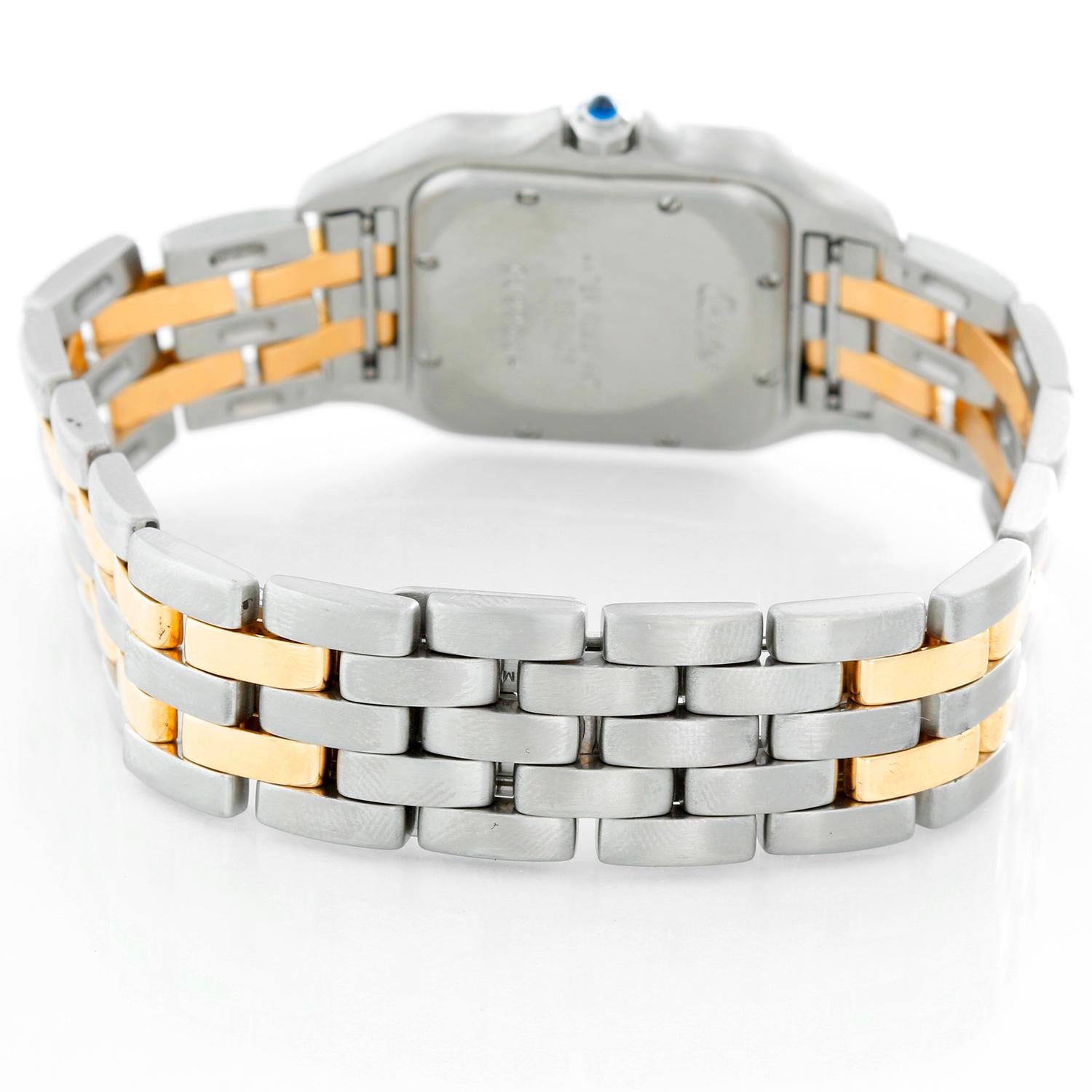 Cartier Panthere Ladies 2-Tone 2-Row Midsize Steel and Gold Watch In Excellent Condition In Dallas, TX
