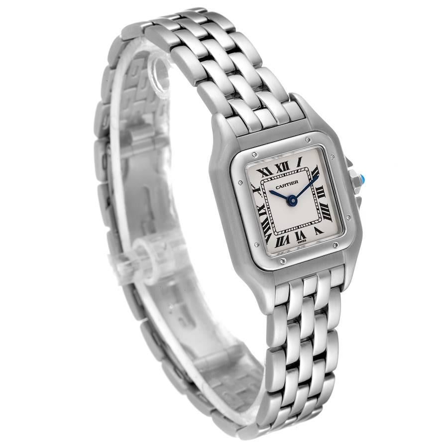 Cartier Panthere Ladies Small Stainless Steel Watch W25033P5 Box Papers In Excellent Condition For Sale In Atlanta, GA