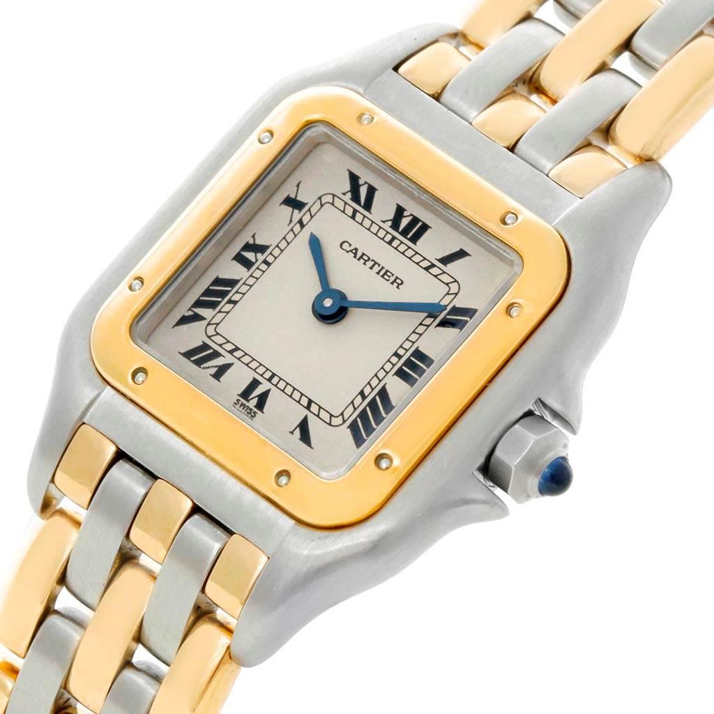Women's Cartier Panthere Ladies Steel 18 Karat Yellow Gold 3-Row Watch W25029B6