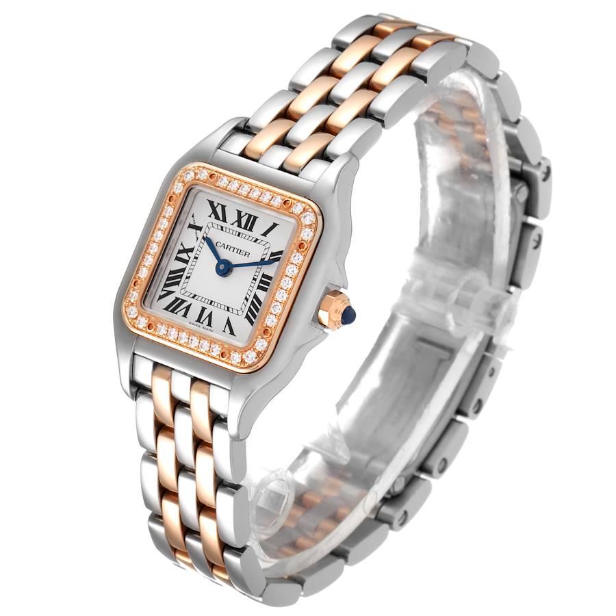 cartier panthere de cartier ladies stainless steel and 18kt rose gold small watch w3pn0006