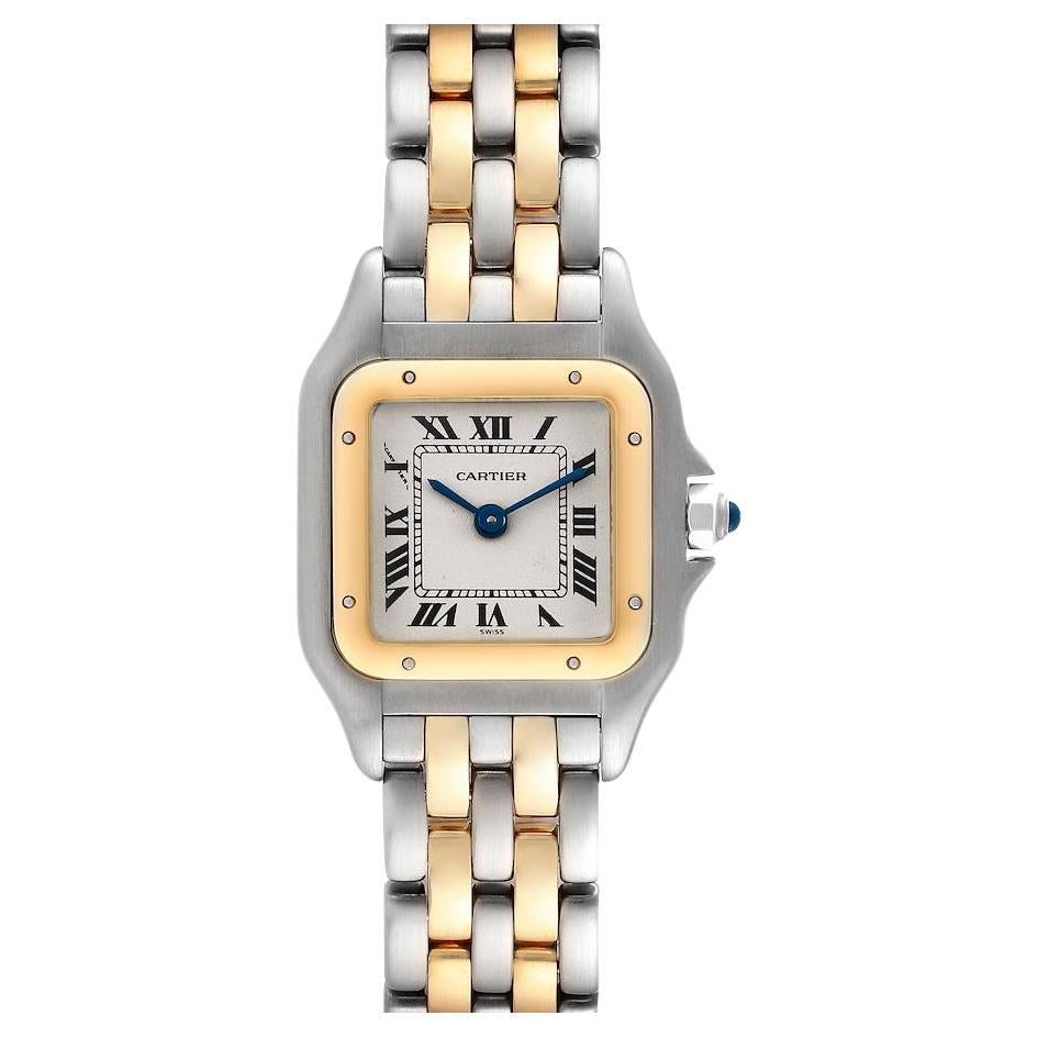 Cartier Panthere Ladies Steel Yellow Gold 2 Row Ladies Watch W25029B6 Box Papers
