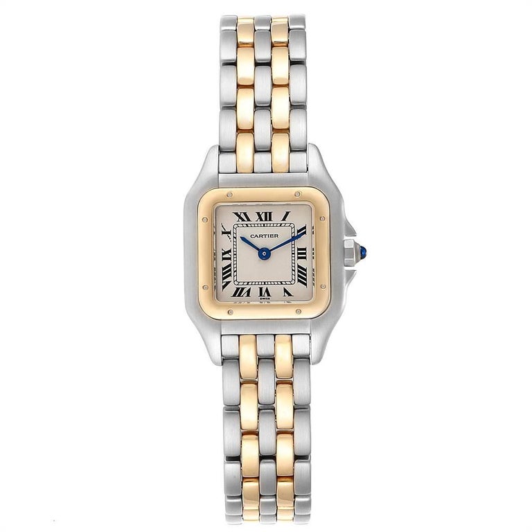 Cartier Panthere Ladies Steel Yellow Gold 2 Row Ladies Watch W25029b6 For Sale At 1stdibs