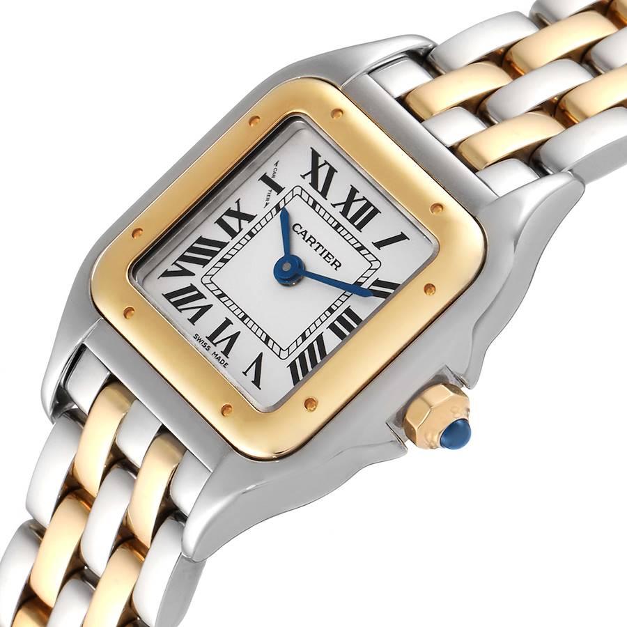 Cartier Panthere Ladies Steel Yellow Gold 2 Row Ladies Watch W2PN0006 Box Card In Excellent Condition In Atlanta, GA