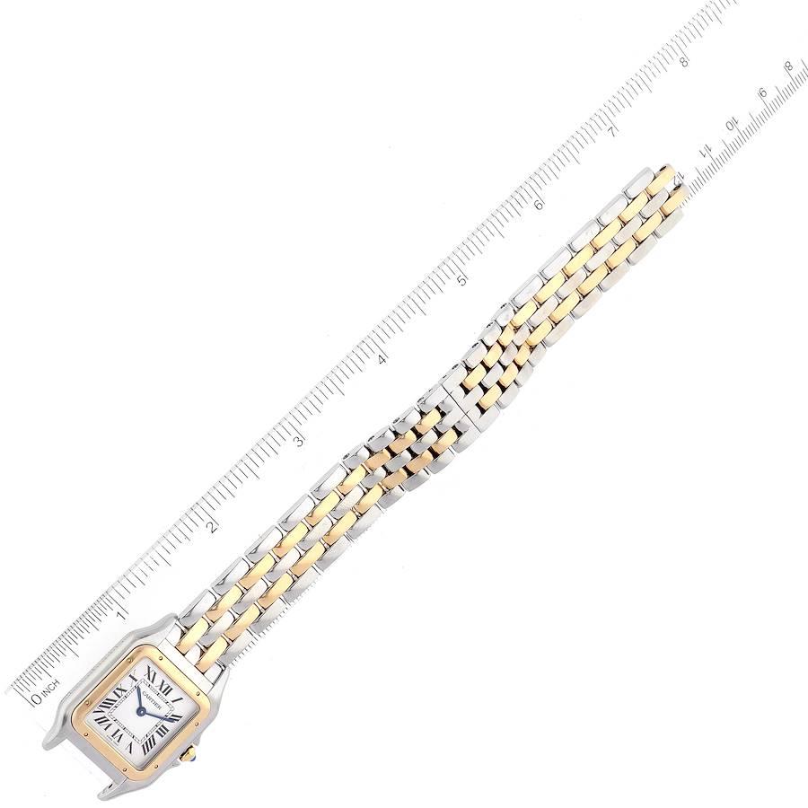 Cartier Panthere Ladies Steel Yellow Gold 2 Row Watch W2PN0007 Box Card For Sale 1