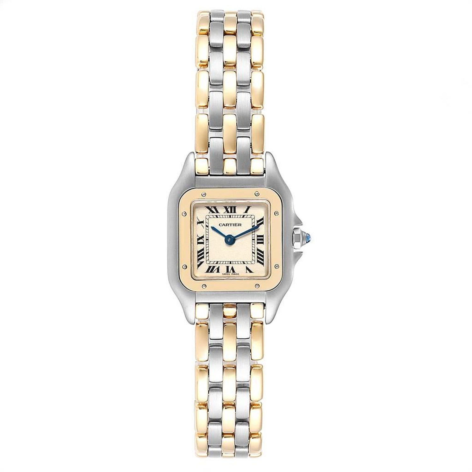 Cartier Panthere Ladies Steel Yellow Gold 3 Row Ladies Watch W25029b6 For Sale At 1stdibs