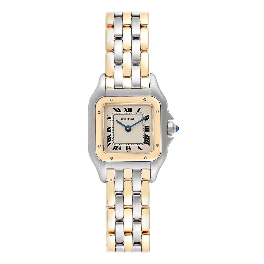 Cartier Panthere Ladies Steel Yellow Gold 3-Row Ladies Watch W25029B6 For Sale