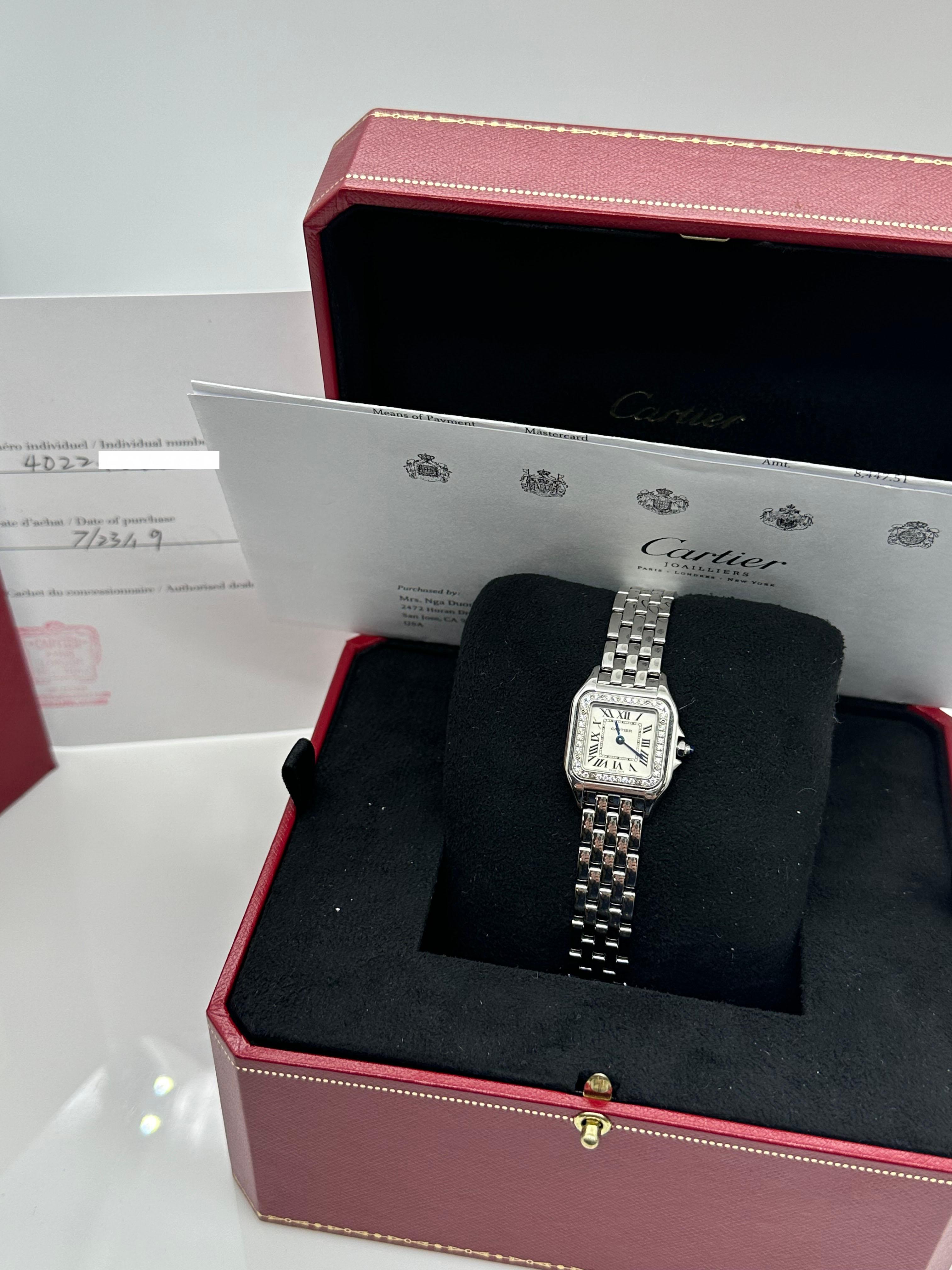 Cartier Panthere Damen W4PN0007 4022 Diamant-Lünette Edelstahl Box Papier 9