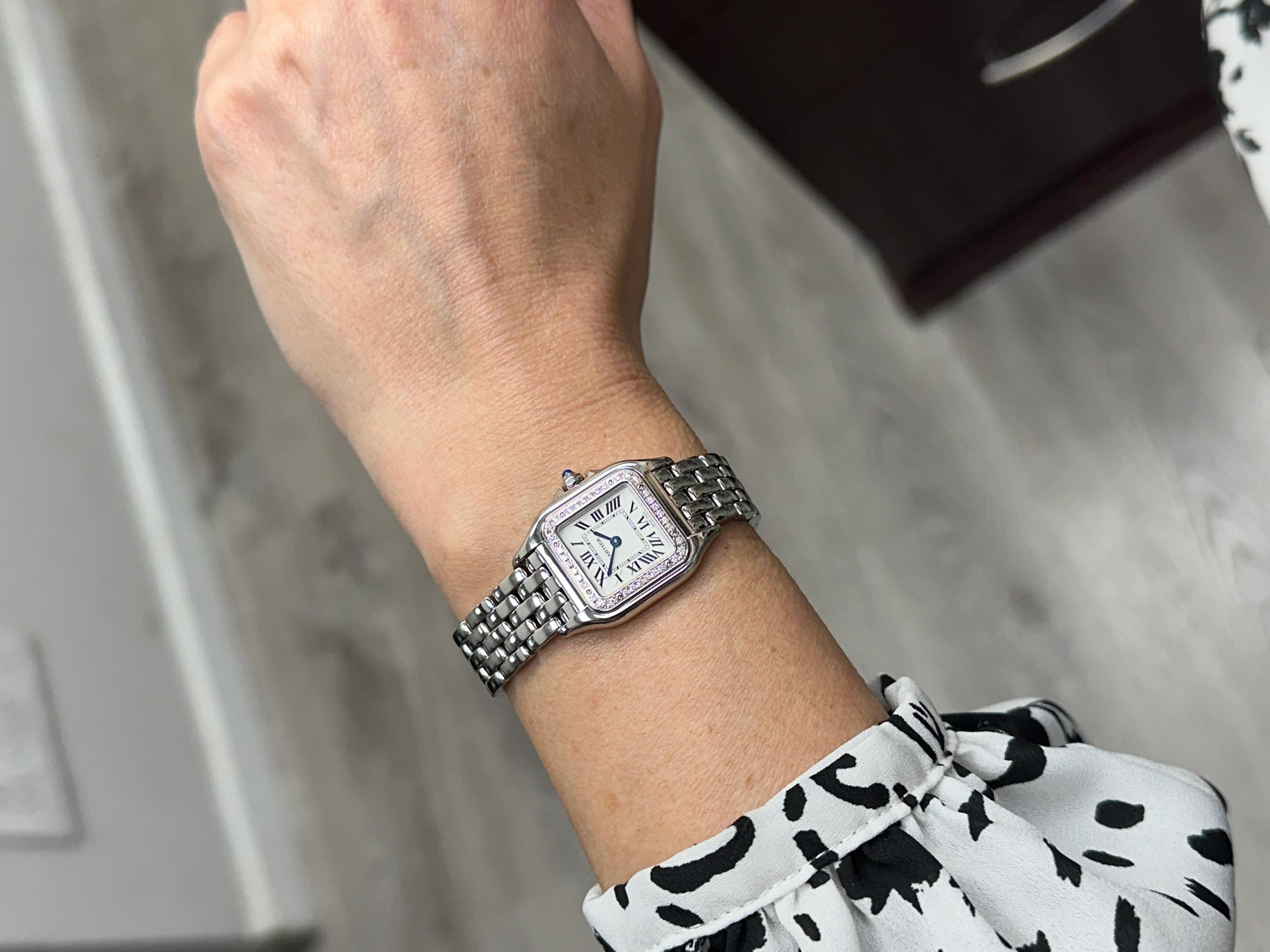 Cartier Panthere Damen W4PN0007 4022 Diamant-Lünette Edelstahl Box Papier 6