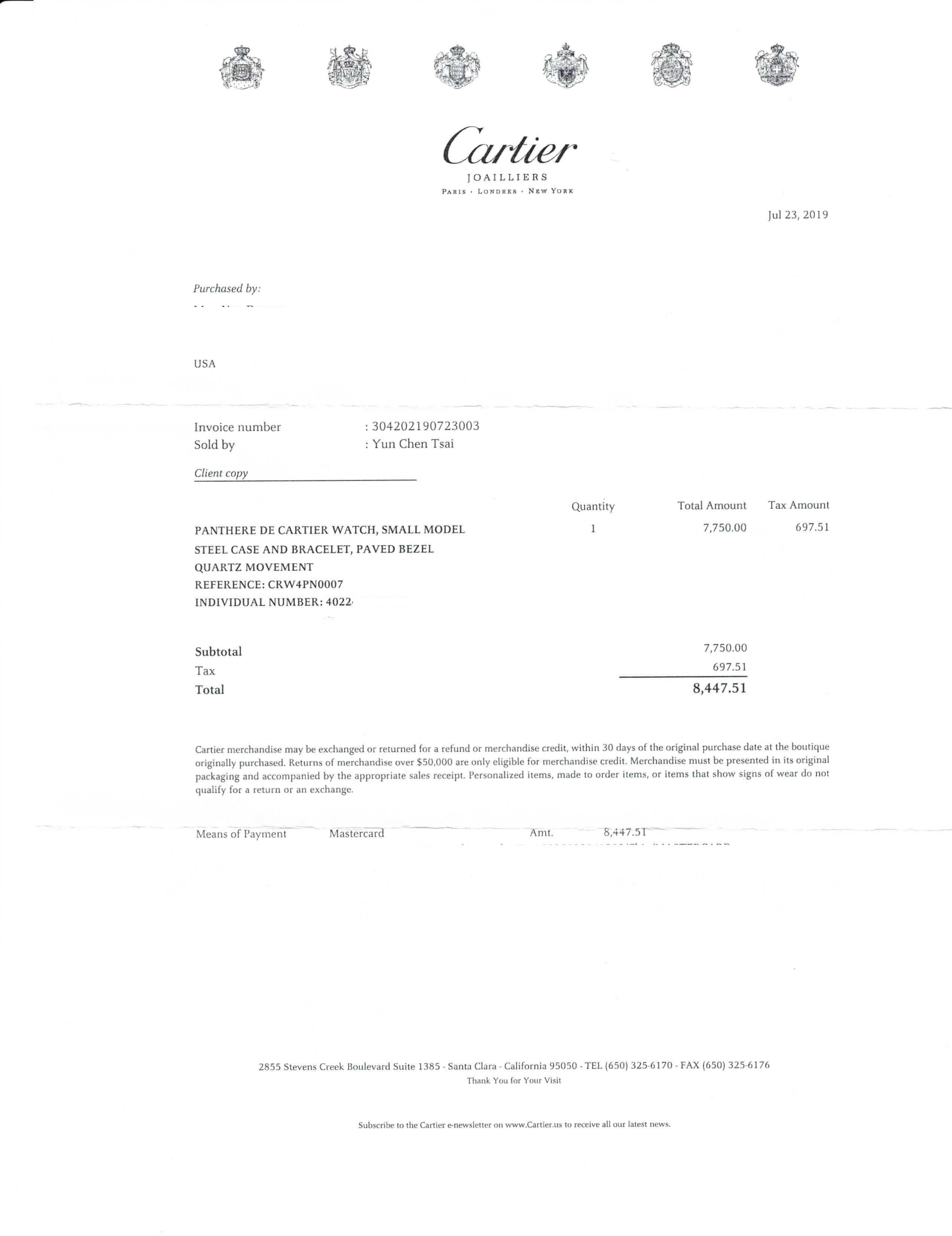 Cartier Panthere Damen W4PN0007 4022 Diamant-Lünette Edelstahl Box Papier 8
