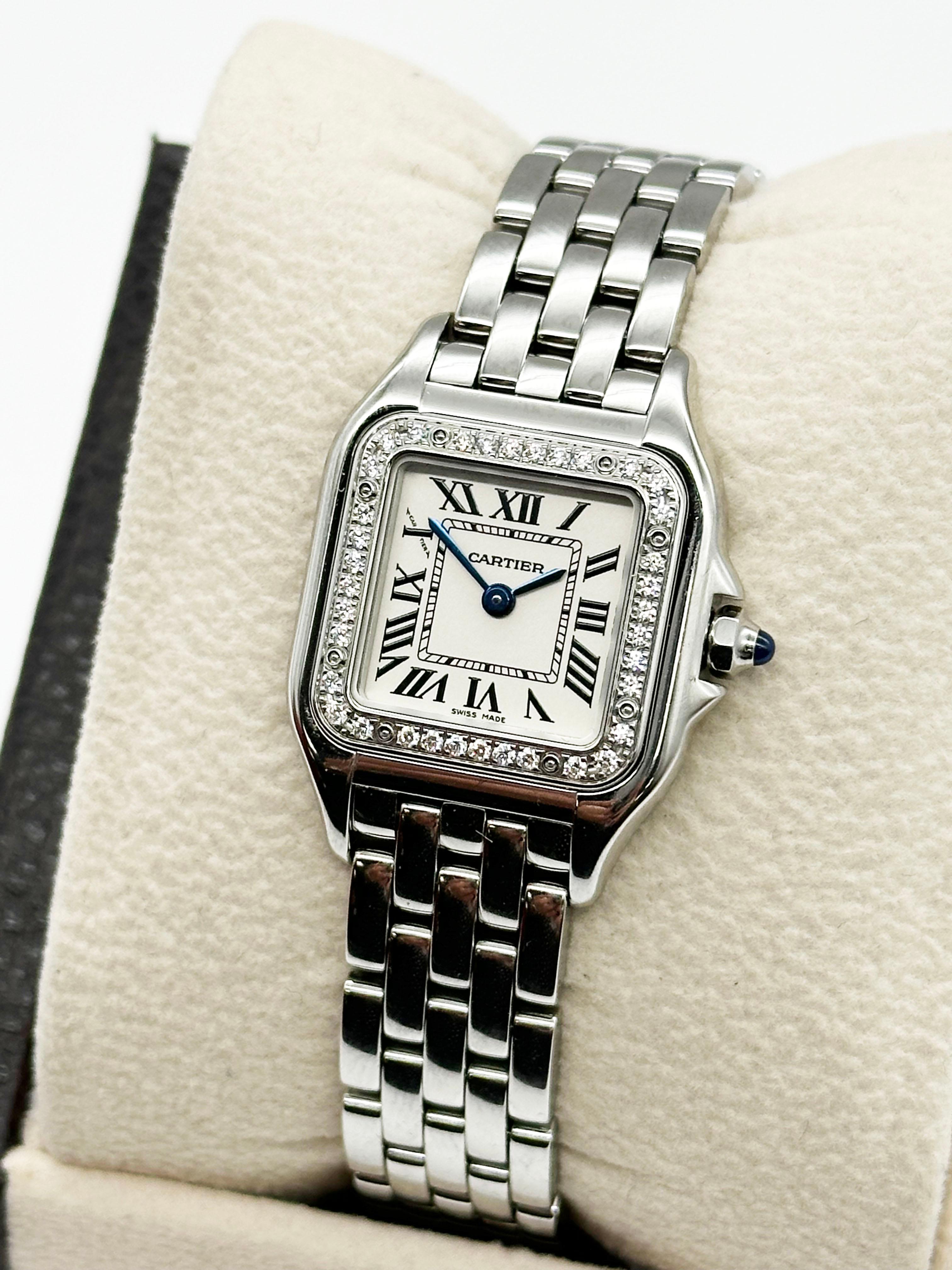 Cartier Panthere Damen W4PN0007 4022 Diamant-Lünette Edelstahl Box Papier 2