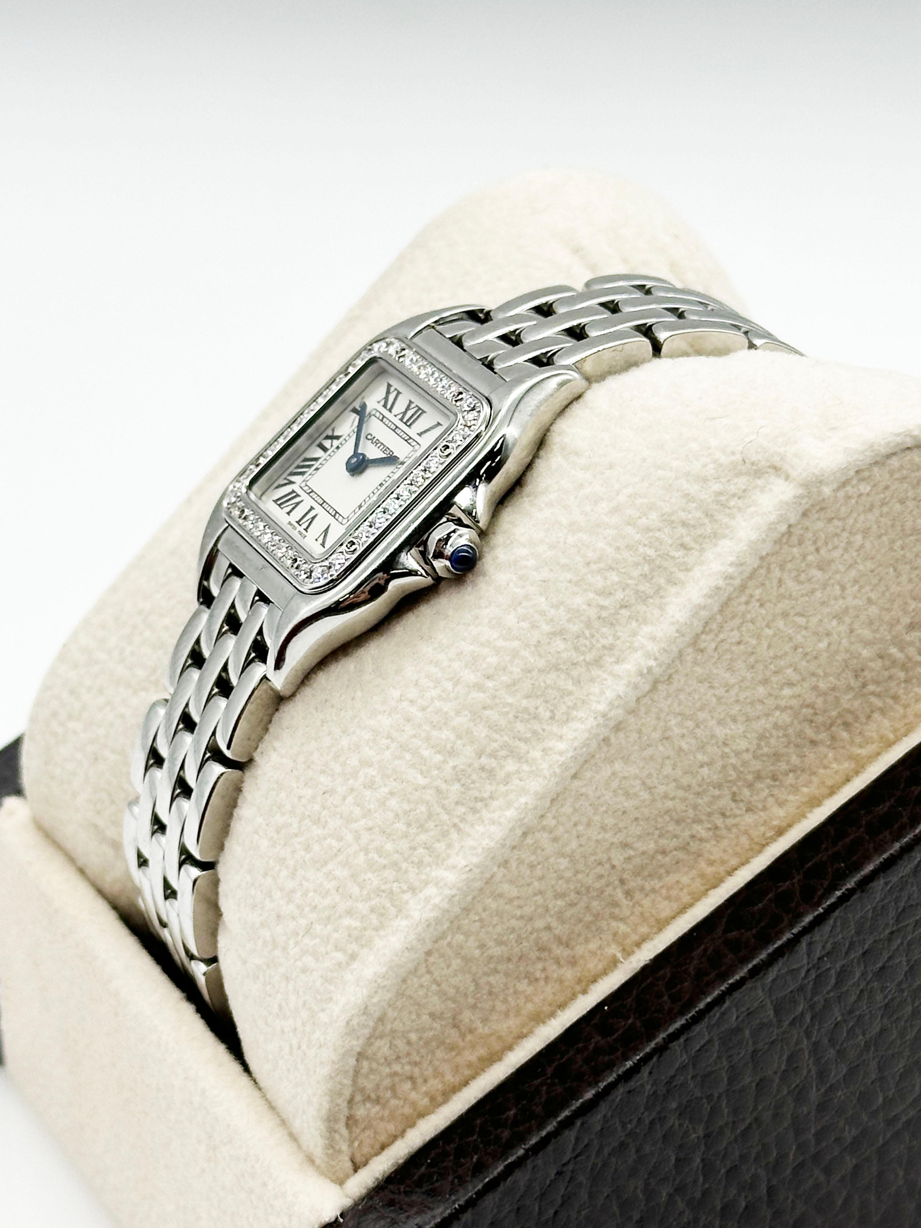 Cartier Panthere Damen W4PN0007 4022 Diamant-Lünette Edelstahl Box Papier 3