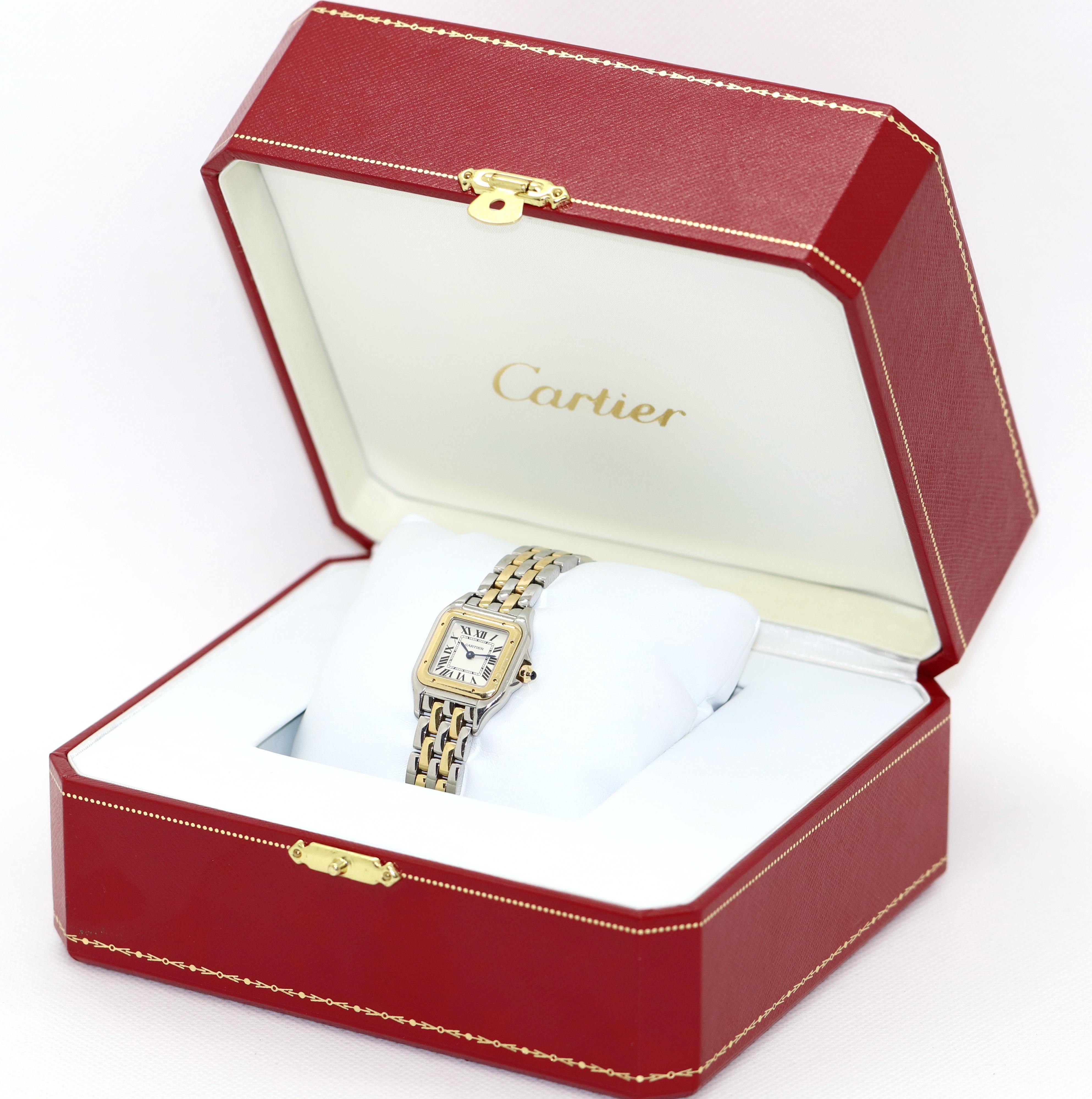 Cartier Panthere Ladies Wrist Watch New Model 18 Karat Gold and Stainless Steel 4