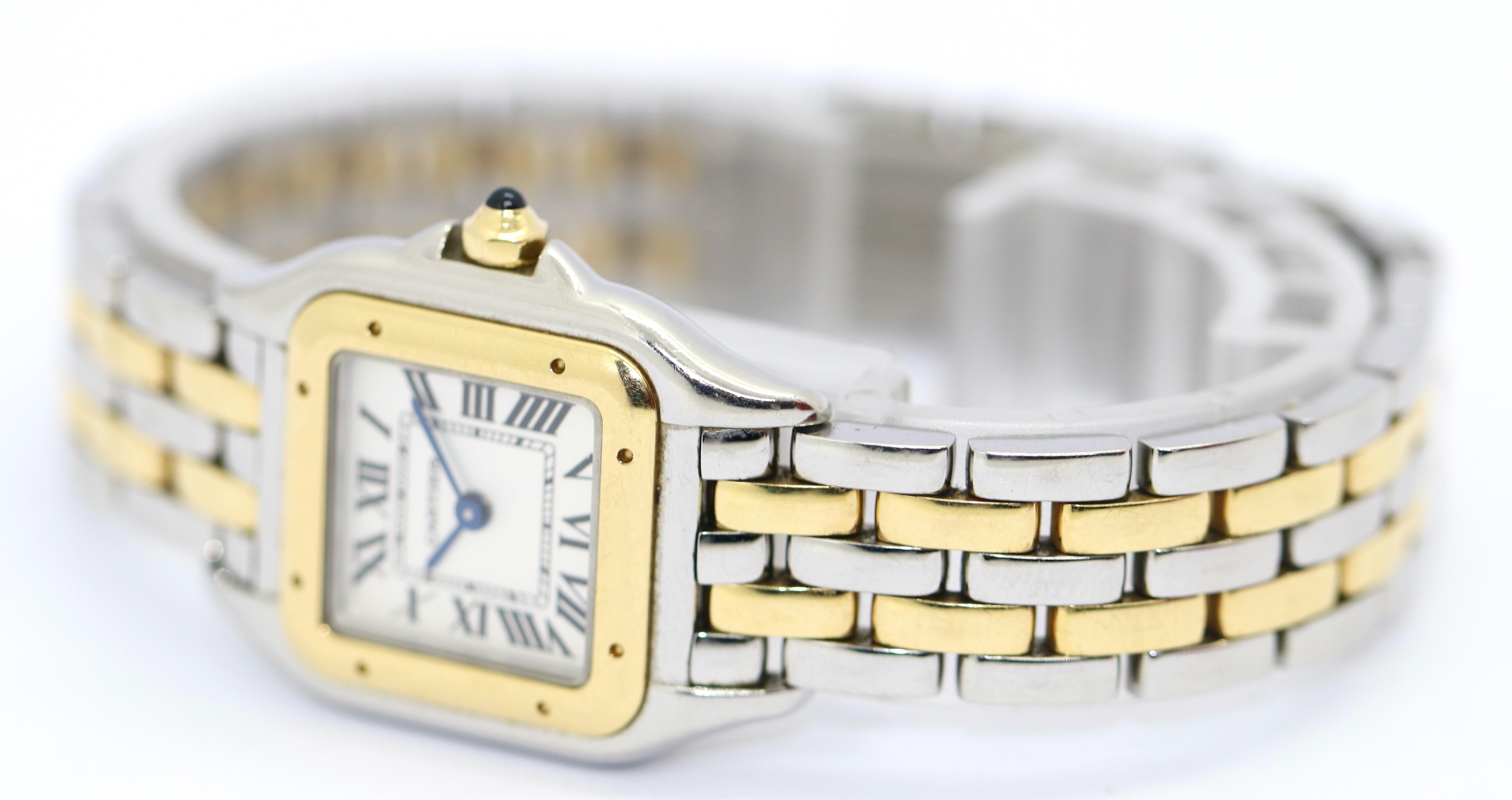Cartier Panthere Ladies Wrist Watch New Model 18 Karat Gold and Stainless Steel In Good Condition In Berlin, DE