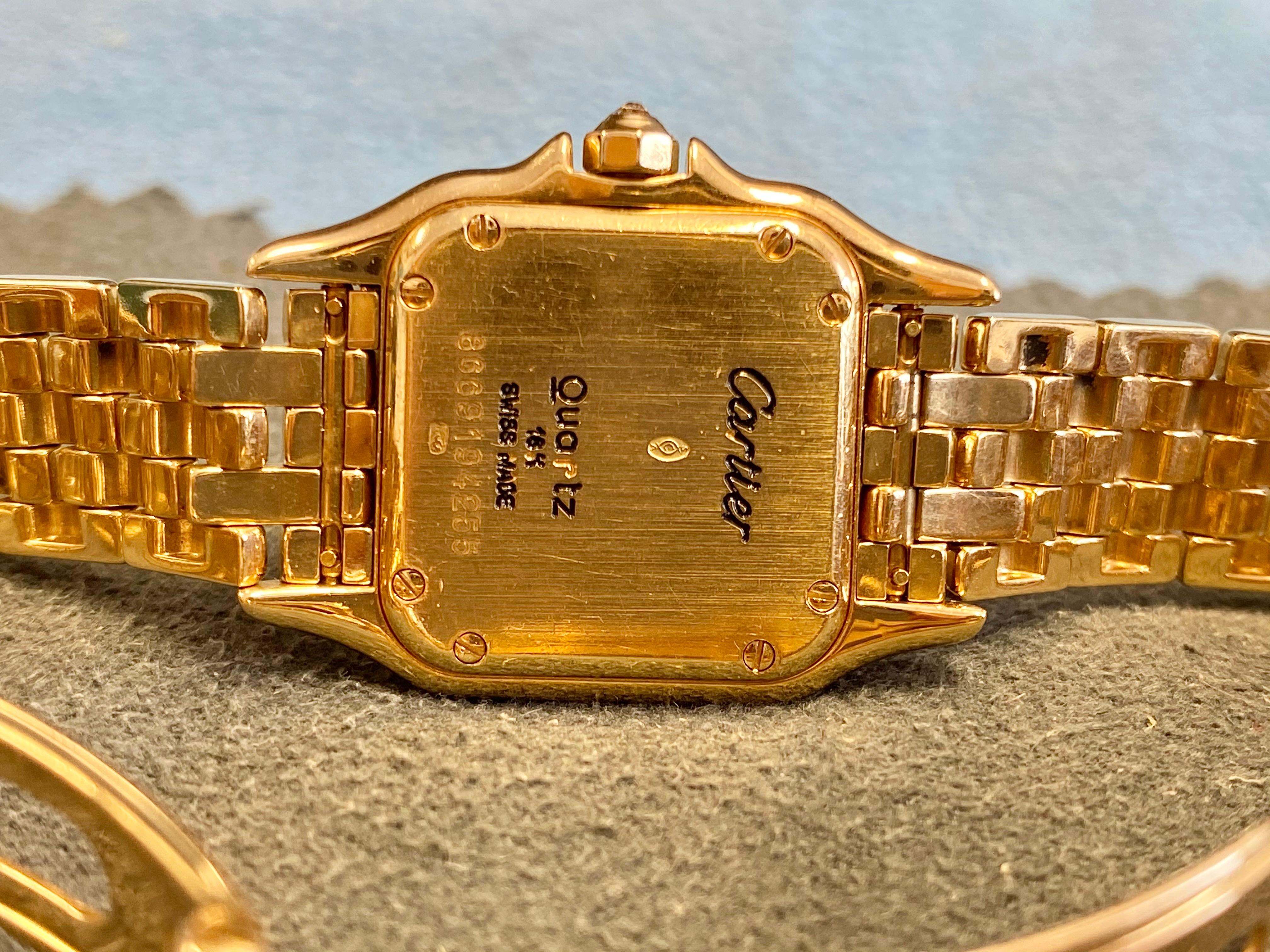 Cartier Panthere Ladies Wristwatch in 18k Gold with Cartier Diamond Bezel 5