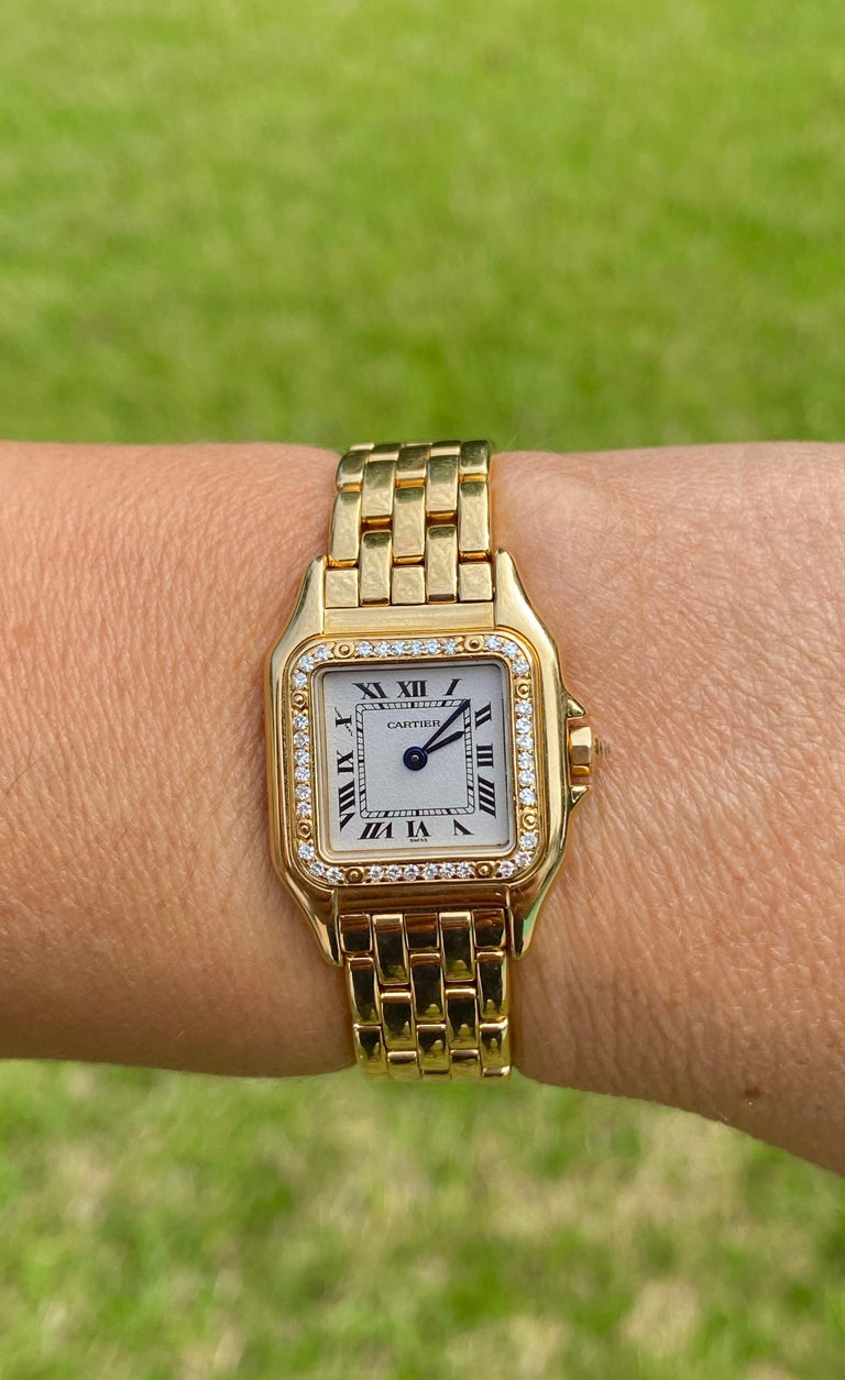 Cartier Panthere Ladies Wristwatch in 18k Gold with Cartier Diamond ...