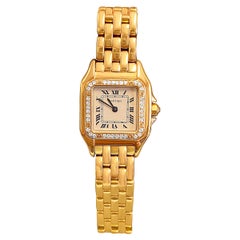 Cartier Panthere Damenarmbanduhr in 18k Gold mit Cartier Diamant Lünette