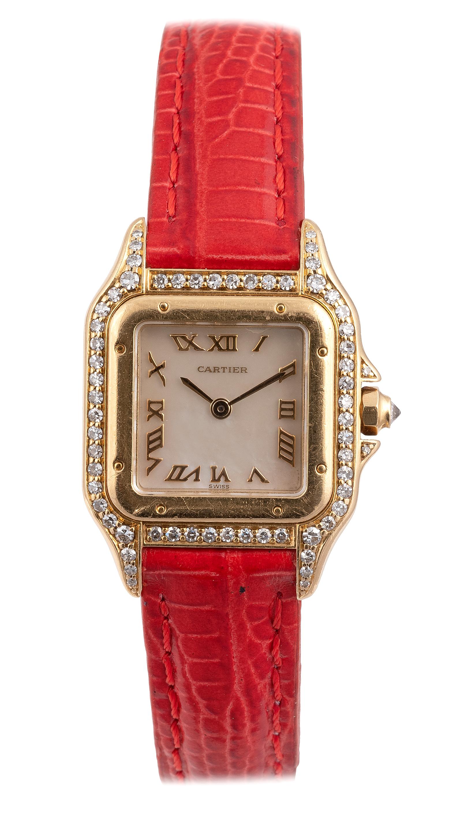 Contemporary Cartier Panthere Ladies Yellow Gold and Diamond Wristwatch