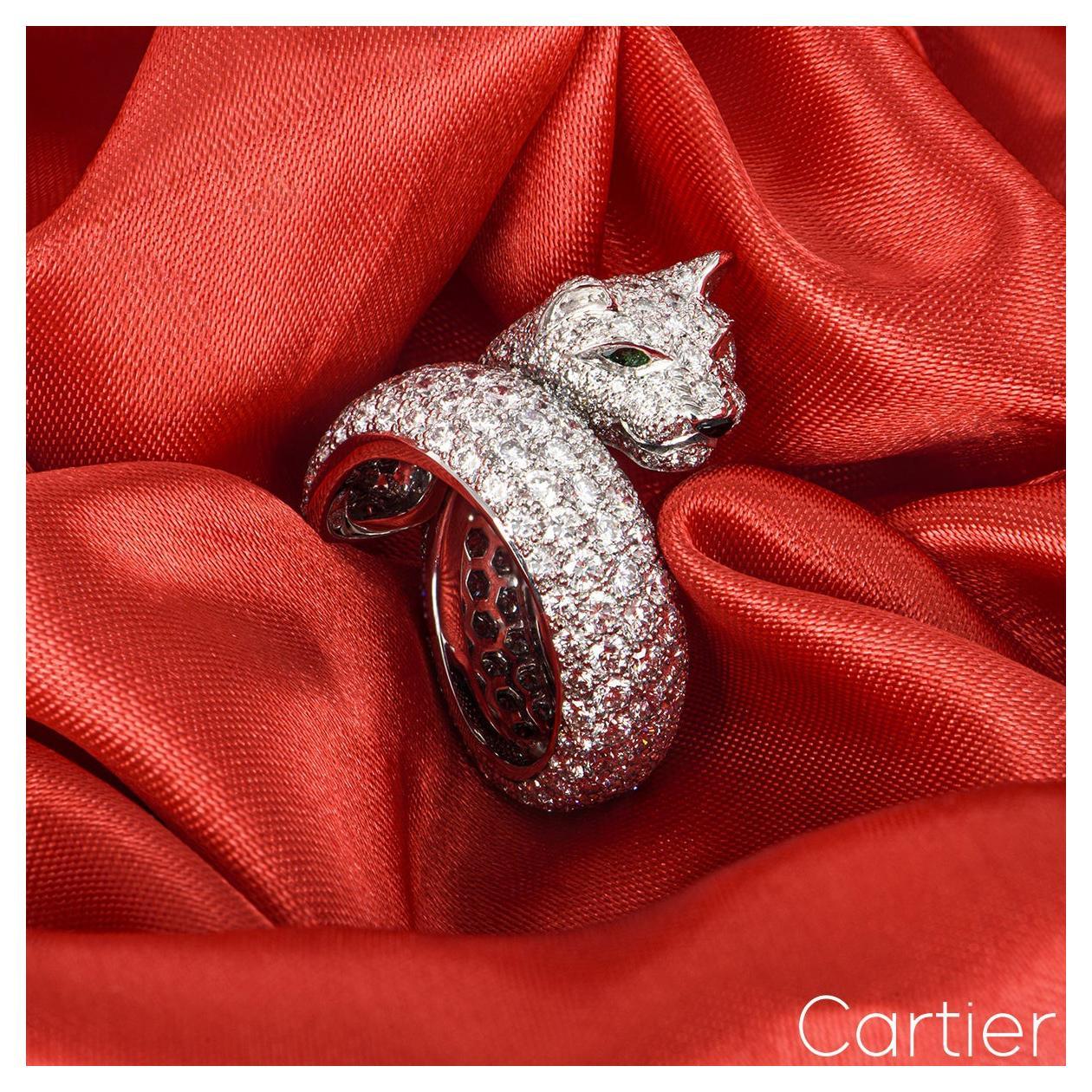 Taille ronde Cartier, bague Panthère Lakarda avec diamants 7,04 carats 11445407 en vente