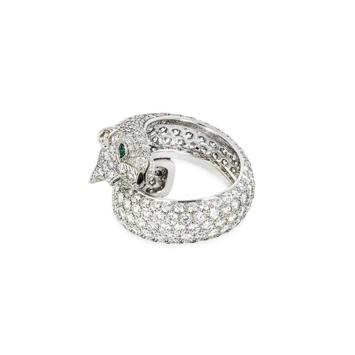 Anillo Cartier Panthere Lakarda Diamante 7,04ct  Talla 52 11445407 Corte redondo