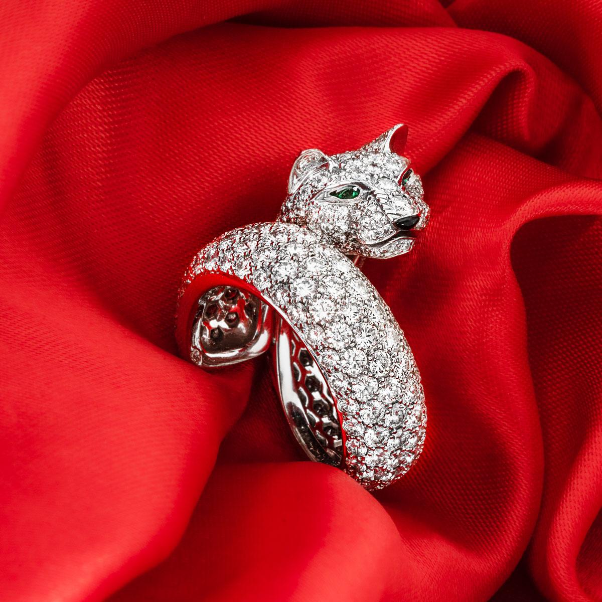 De las mujeres Anillo Cartier Panthere Lakarda Diamante 7,04ct  Talla 52 11445407