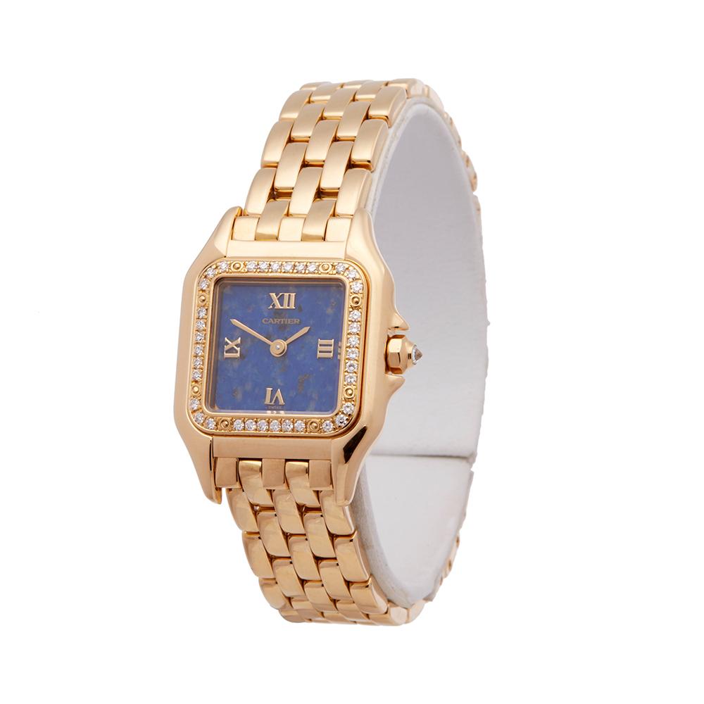 Ref: W5471
Manufacturer: Cartier
Model: Panthere
Model Ref: 1280
Age: 2nd November 1995
Gender: Ladies
Complete With: Box, Manuals & Guarantee
Dial: Lapis Lazuli
Glass: Sapphire Crystal
Movement: Quartz
Water Resistance: To Manufacturers