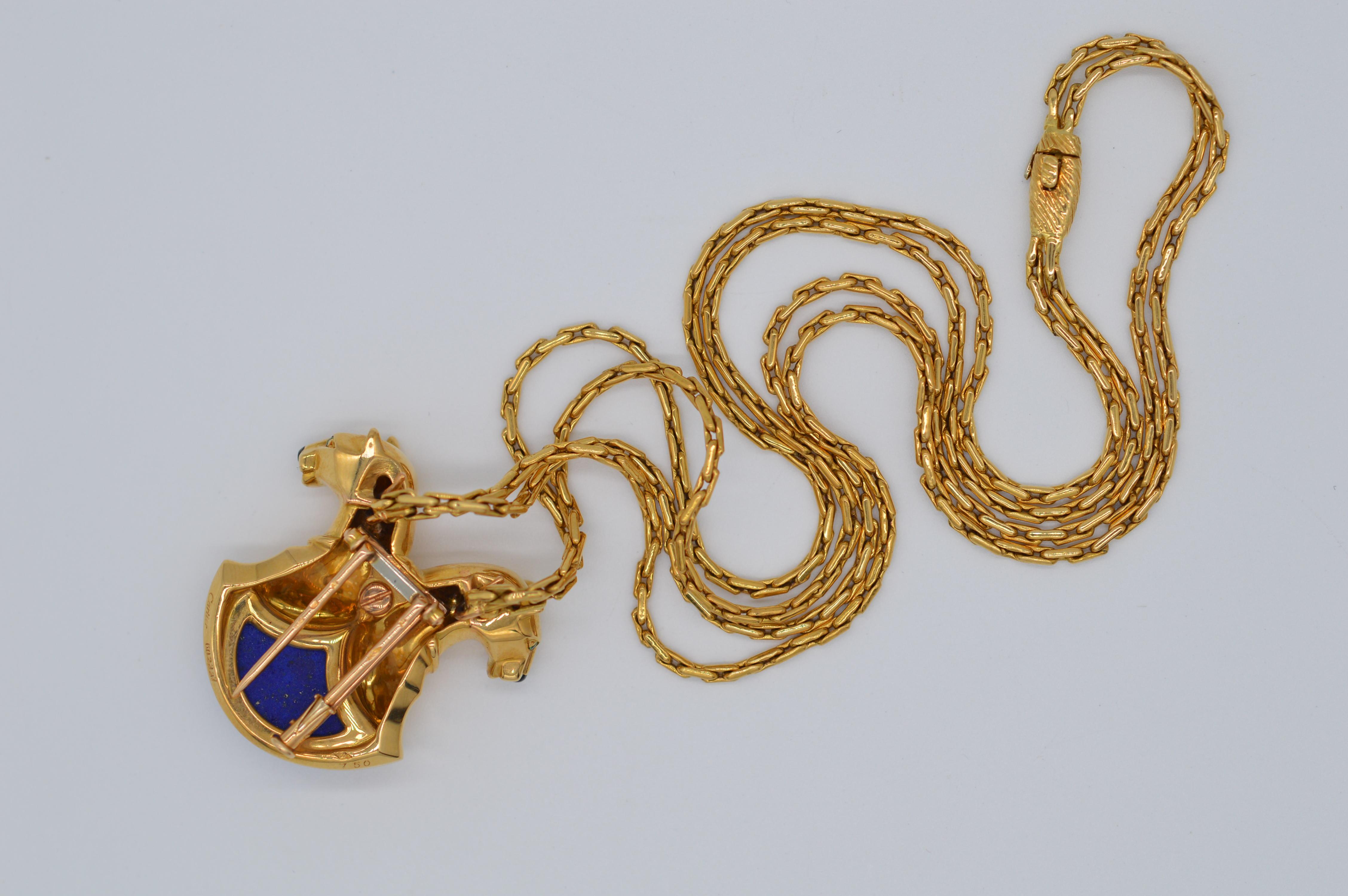 Modern Cartier Panthère Lapis Lazuli Necklace & Brooch Unworn For Sale