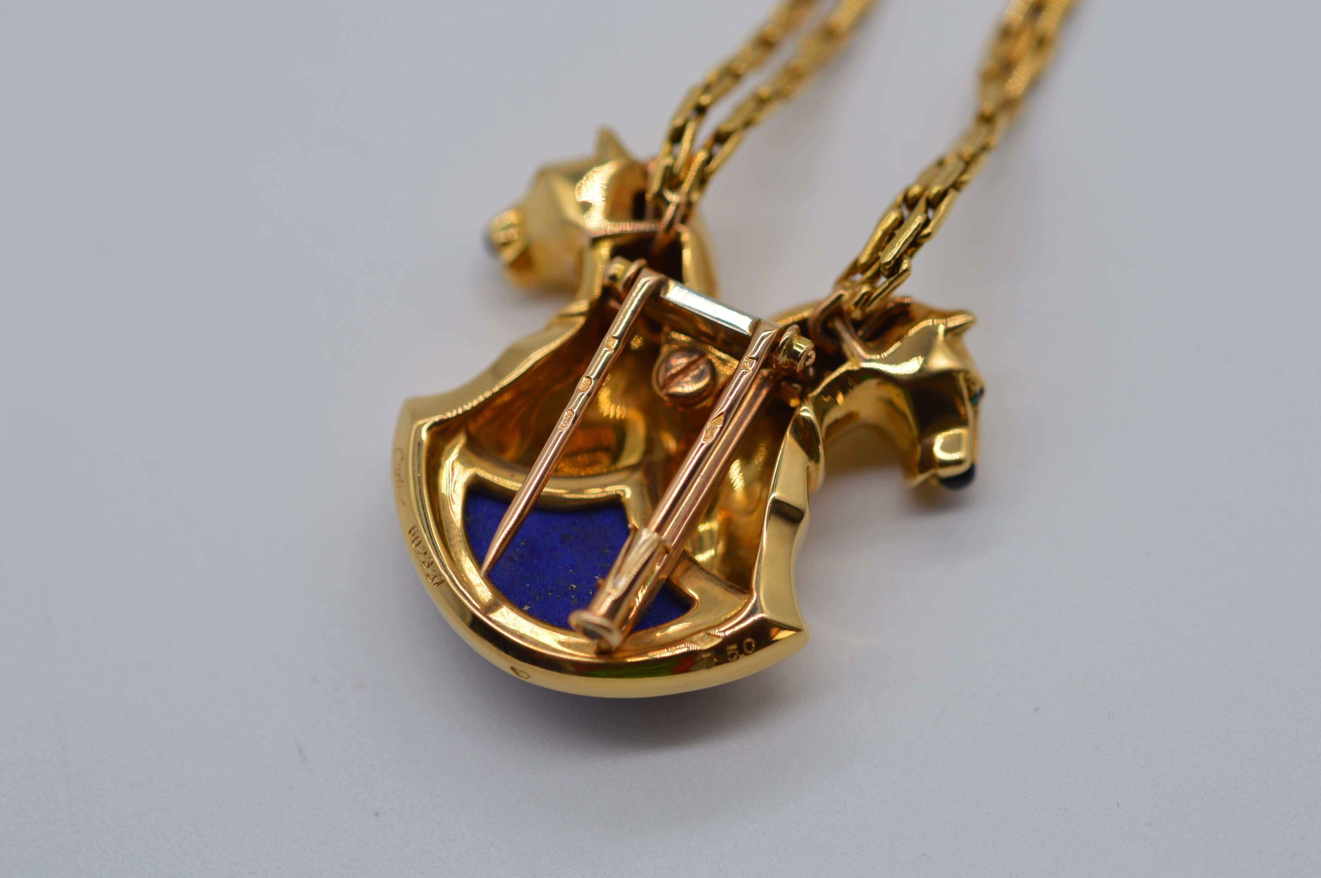 Cabochon Cartier Panthère Lapis Lazuli Necklace & Brooch Unworn For Sale