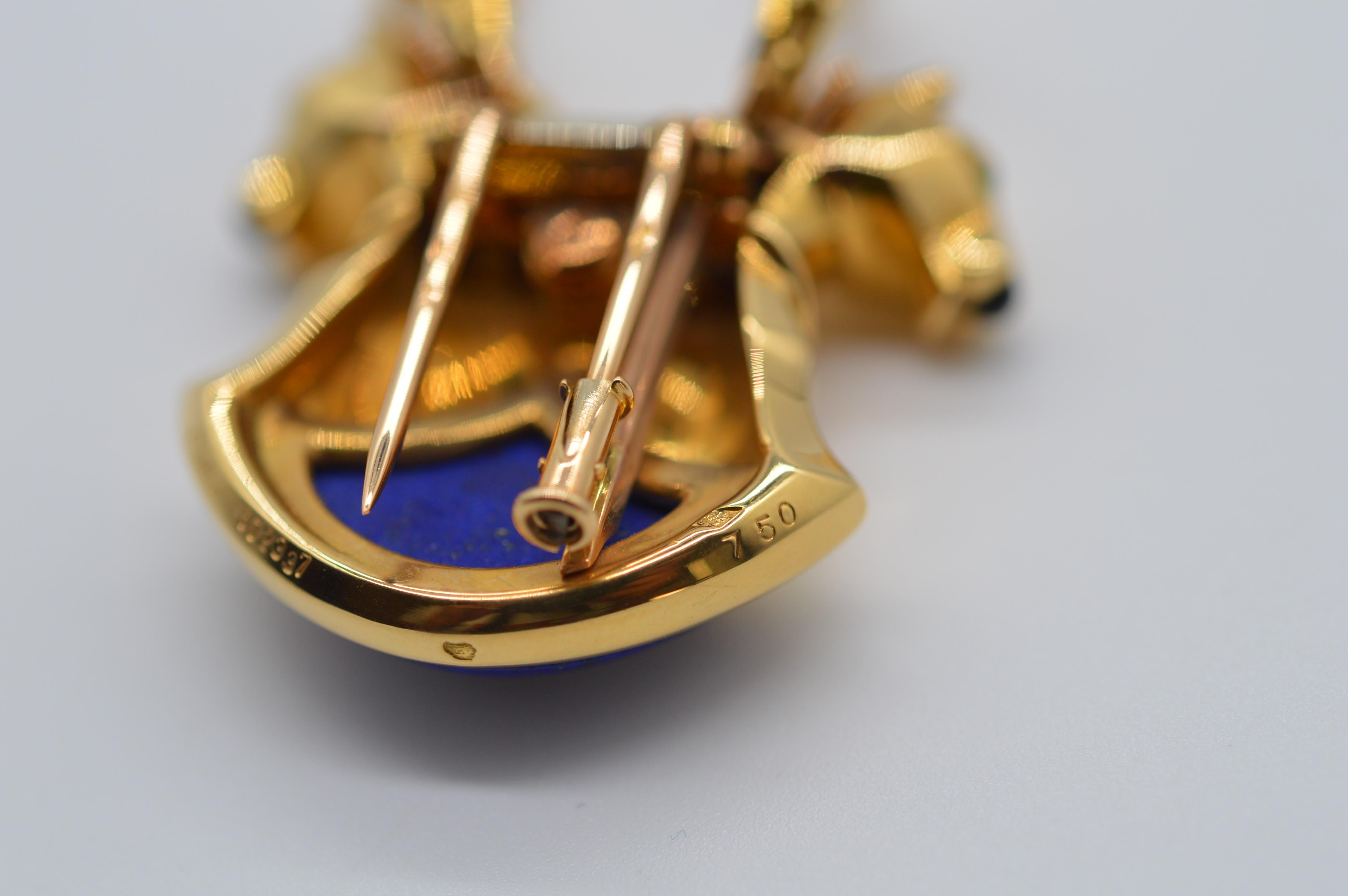 Women's or Men's Cartier Panthère Lapis Lazuli Necklace & Brooch Unworn For Sale