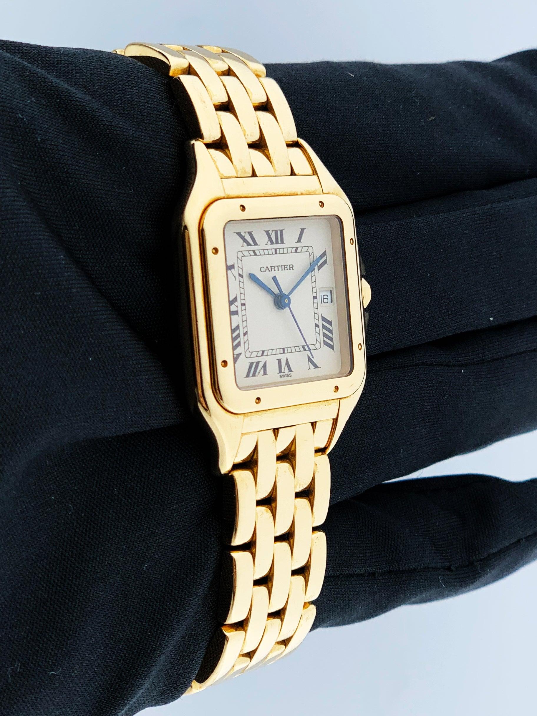 Cartier Panthere Large 18K Yellow Gold Mens Watch In Excellent Condition In Great Neck, NY