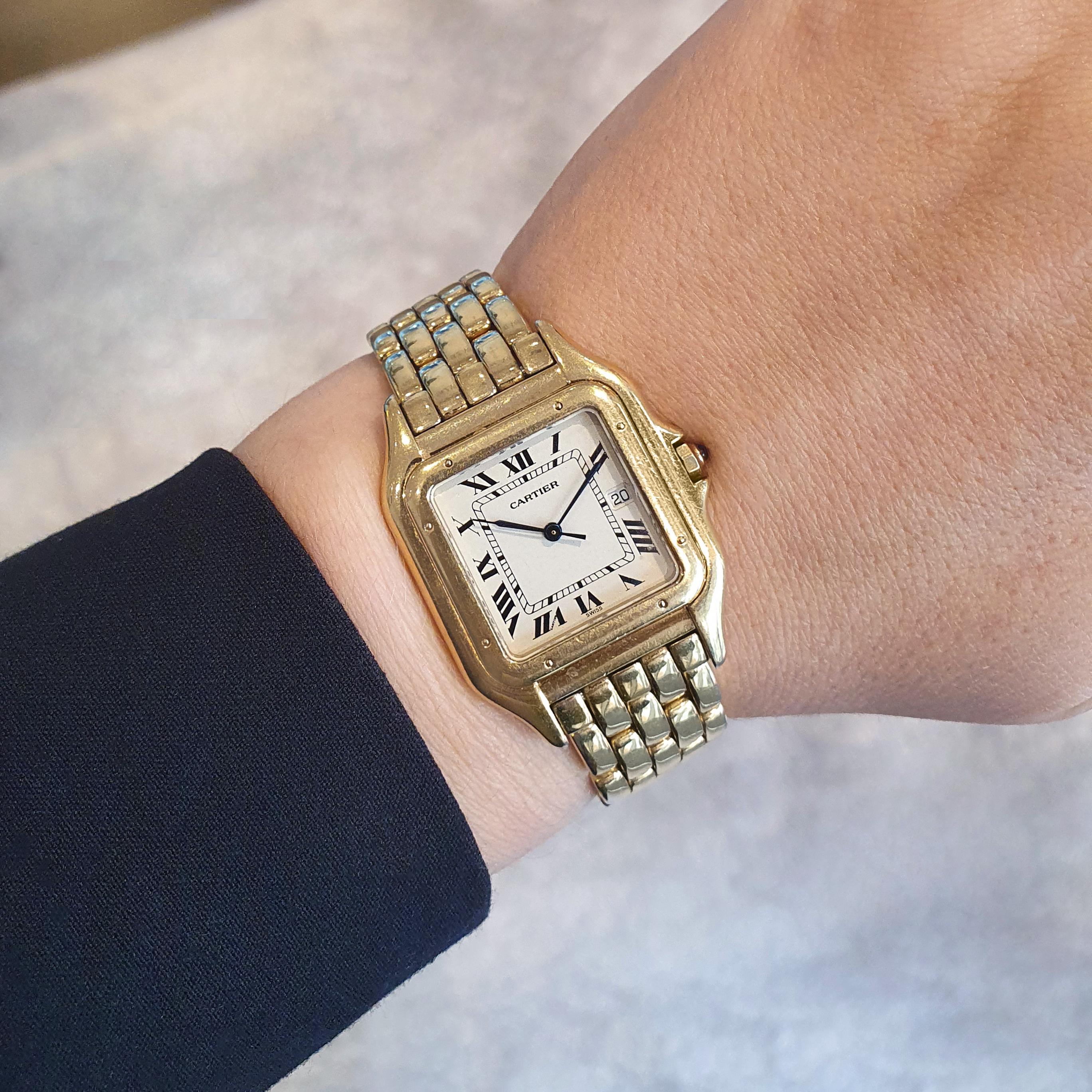 Cartier Panthere Large 18K Yellow Gold Wristwatch For Sale 2