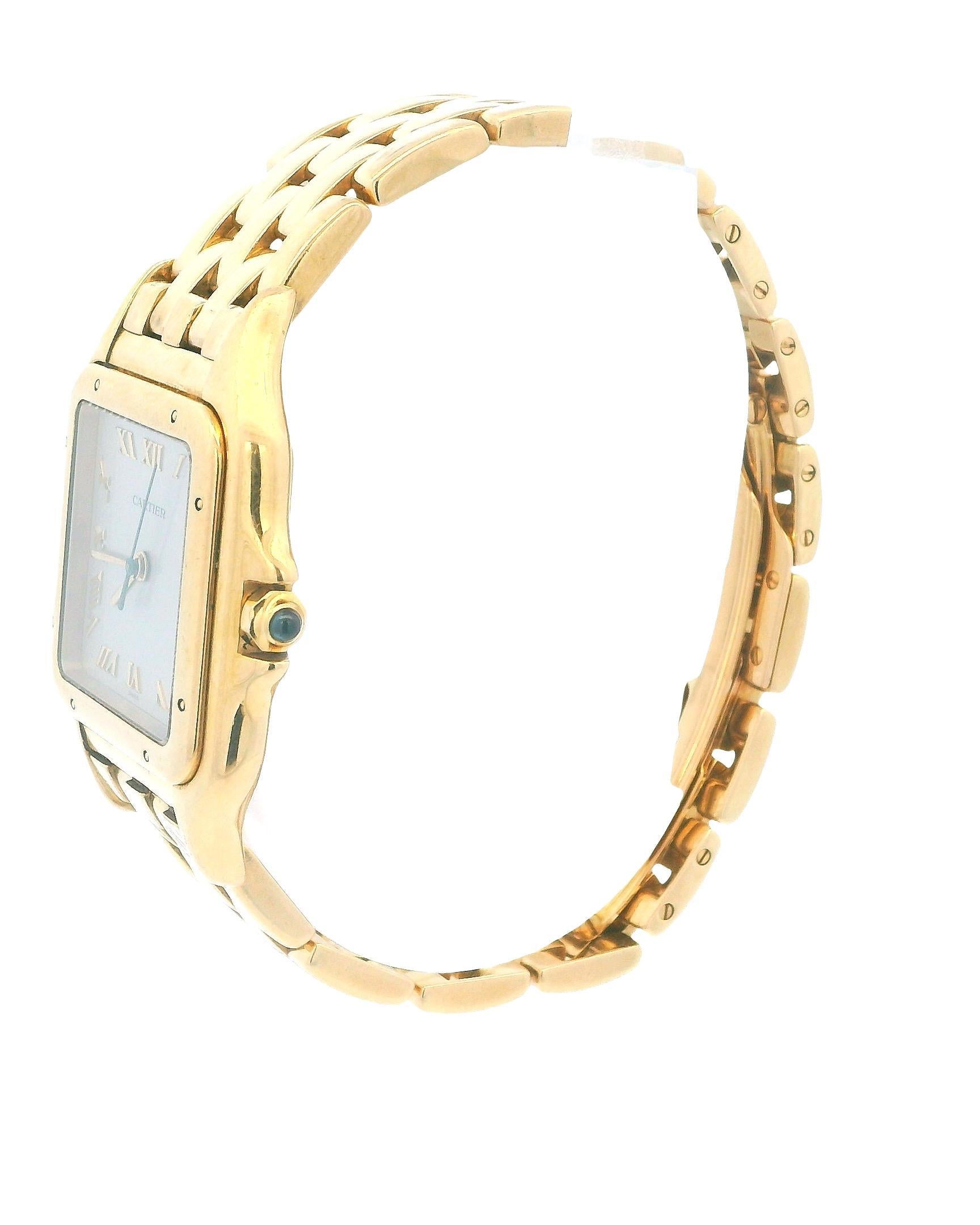 Cartier Panthere große 18K Gelbgold Silber römisches Zifferblatt W/Papers im Zustand „Gut“ im Angebot in Great Neck Plaza, NY
