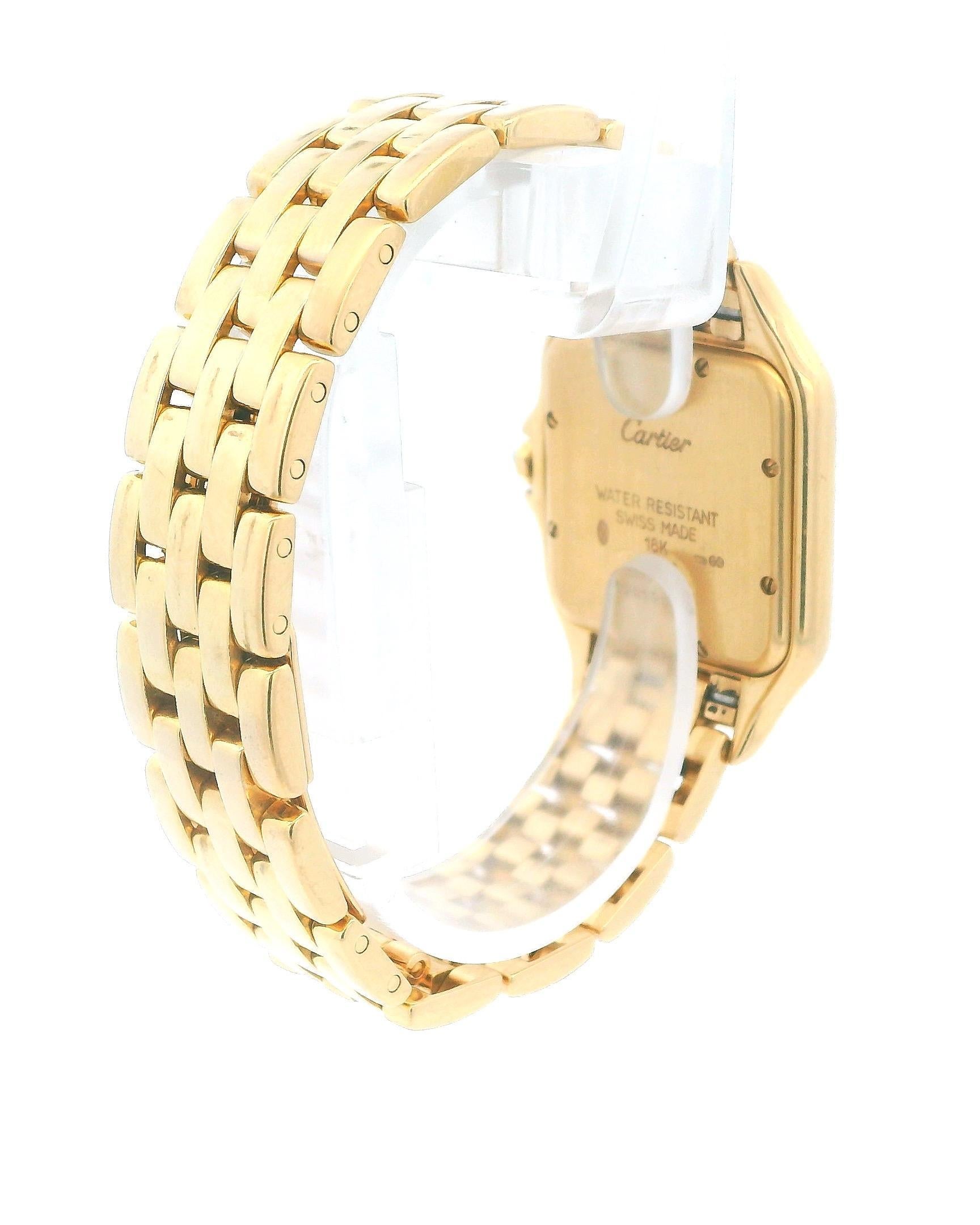 Cartier Panthere große 18K Gelbgold Silber römisches Zifferblatt W/Papers für Damen oder Herren im Angebot