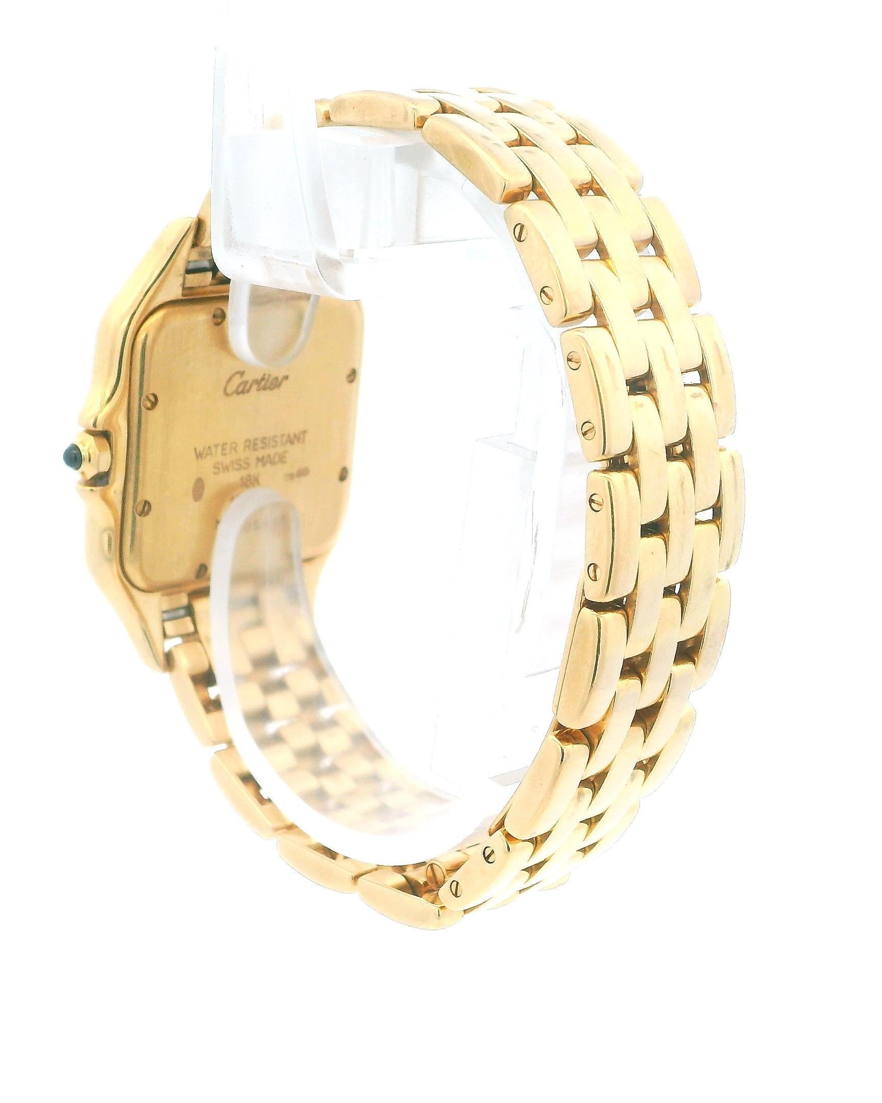 Cartier Panthere große 18K Gelbgold Silber römisches Zifferblatt W/Papers im Angebot 1