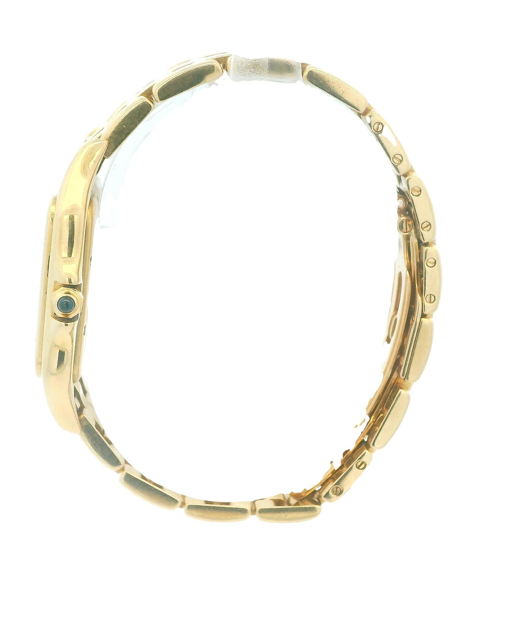 Cartier Panthere große 18K Gelbgold Silber römisches Zifferblatt W/Papers im Angebot 3
