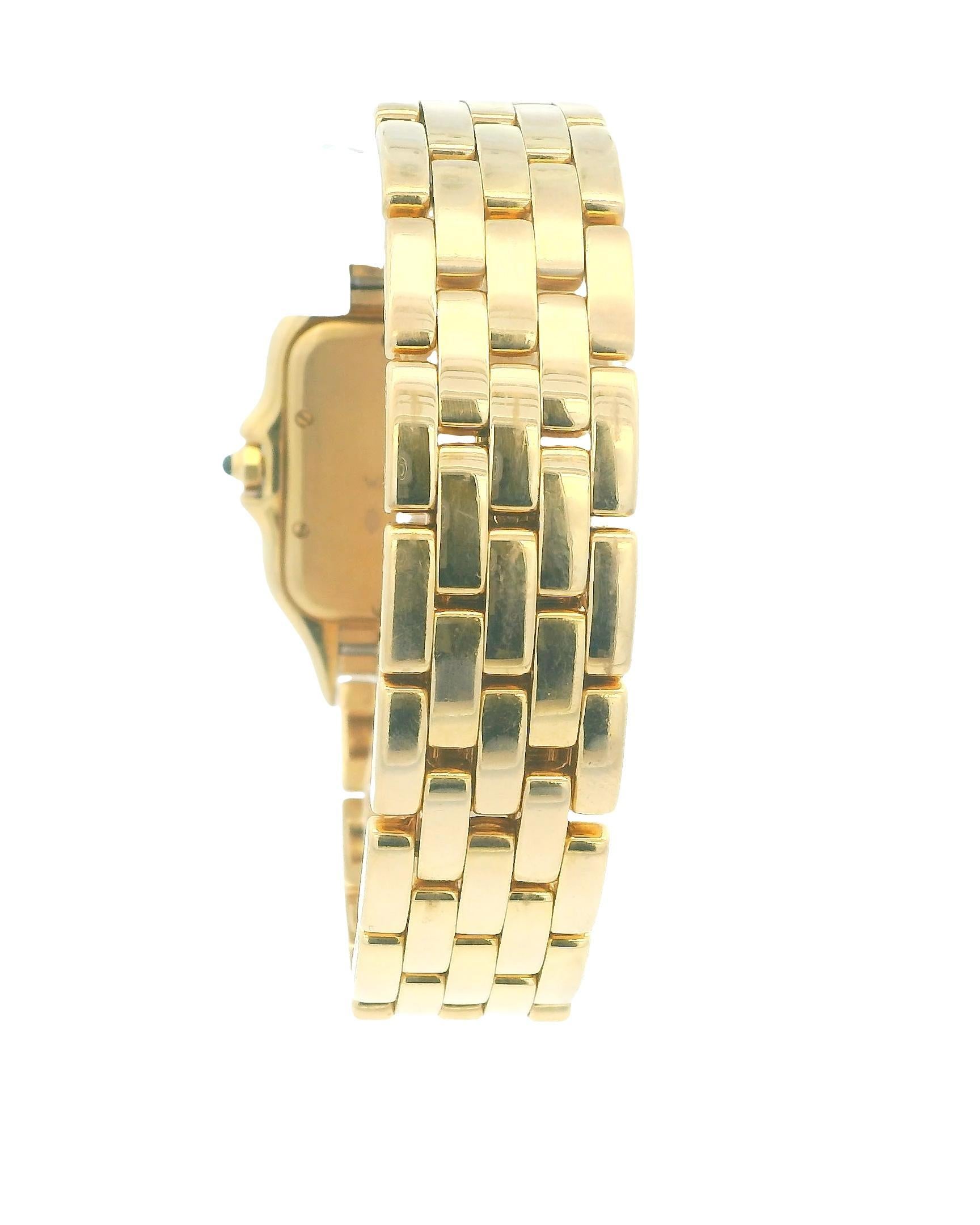 Cartier Panthere große 18K Gelbgold Silber römisches Zifferblatt W/Papers im Angebot 4