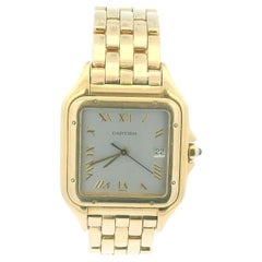 Cartier Panthere große 18K Gelbgold Silber römisches Zifferblatt W/Papers