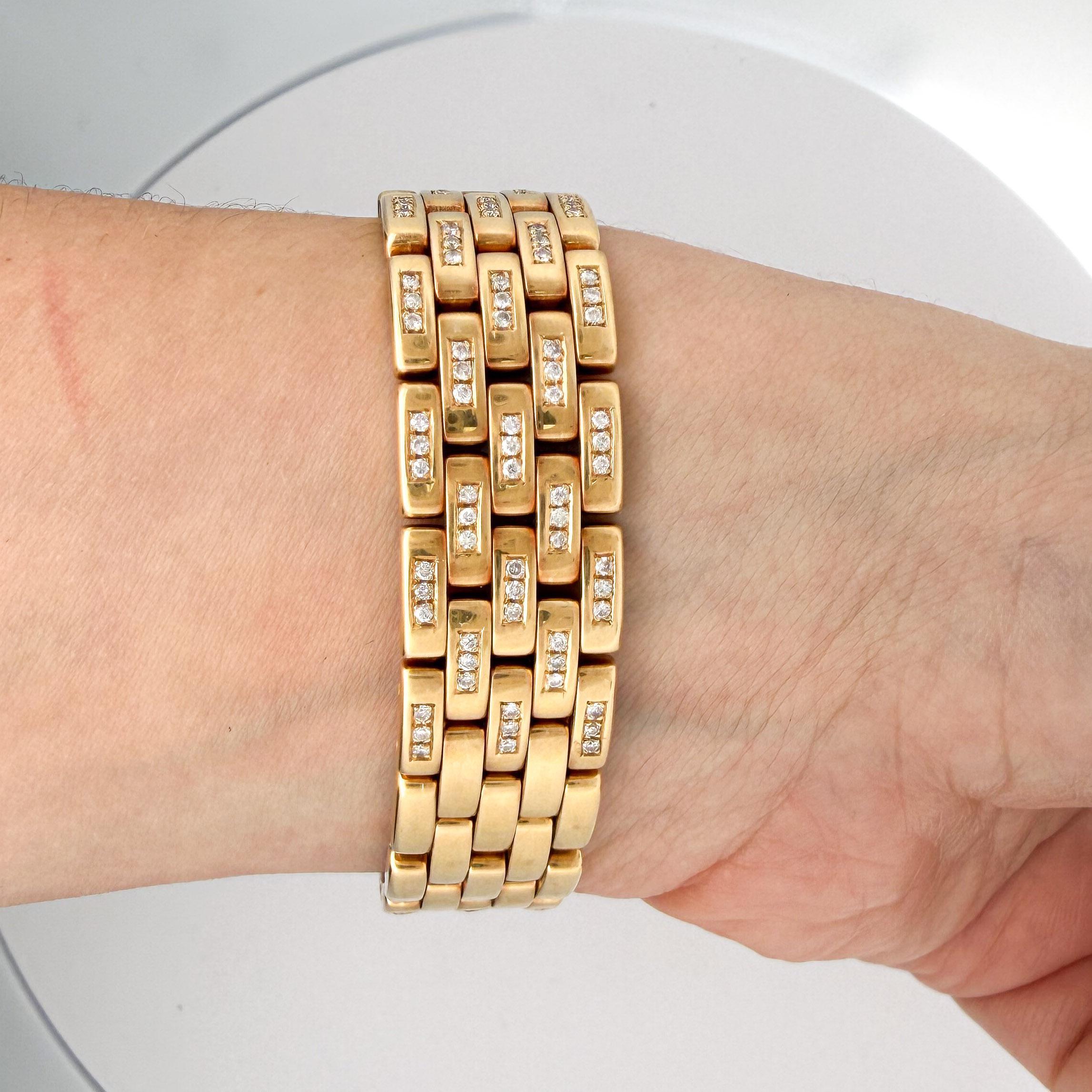 Taglio rotondo Orologio Cartier Panthere Large 27 mm con quadrante diamantato in oro 18 carati in vendita