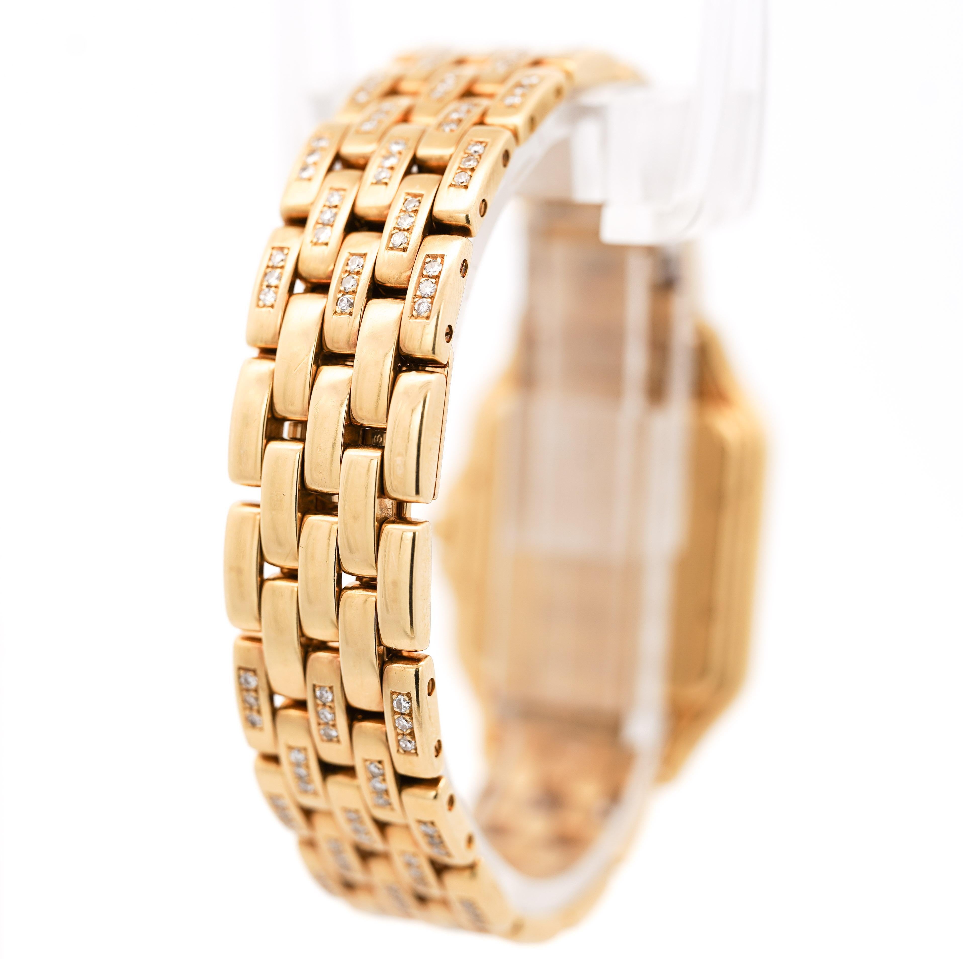 Orologio Cartier Panthere Large 27 mm con quadrante diamantato in oro 18 carati In condizioni ottime in vendita a Miami, FL