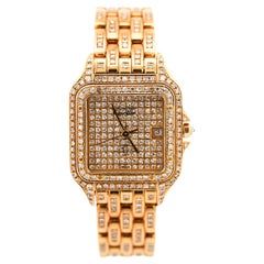 Cartier Panthere Large 27mm Diamond Dial 18K Gold Watch