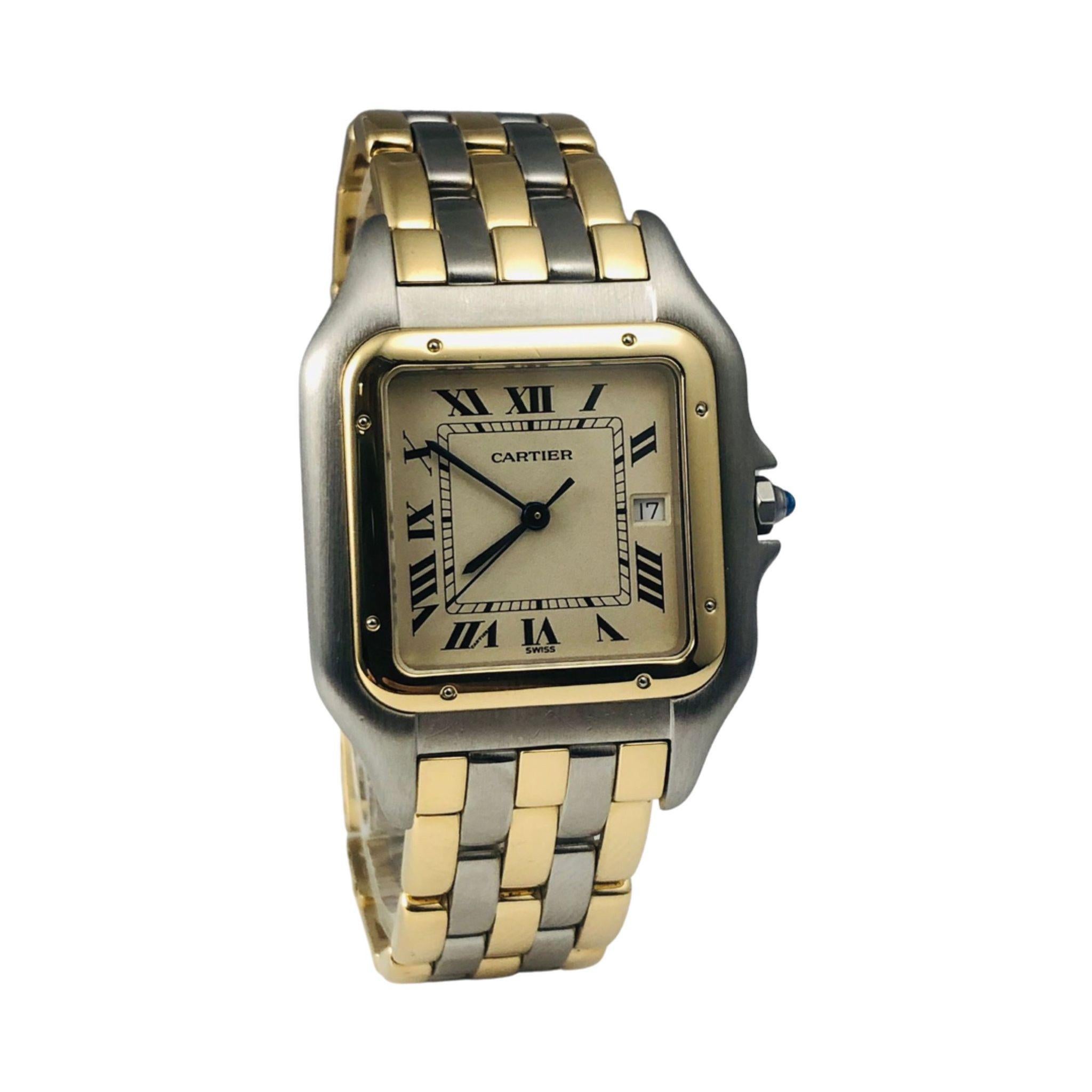 Cartier Panthere Medium 3 Row Zweifarbiger Edelstahl/Gelbgold Ref. W25028B8 im Zustand „Gut“ in Miami, FL