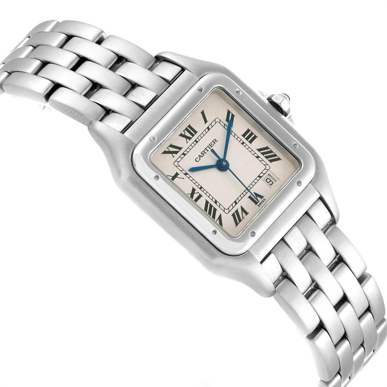 Cartier Panthere Large Blue Hands Steel Unisex Watch W25054p5 For Sale At 1stdibs