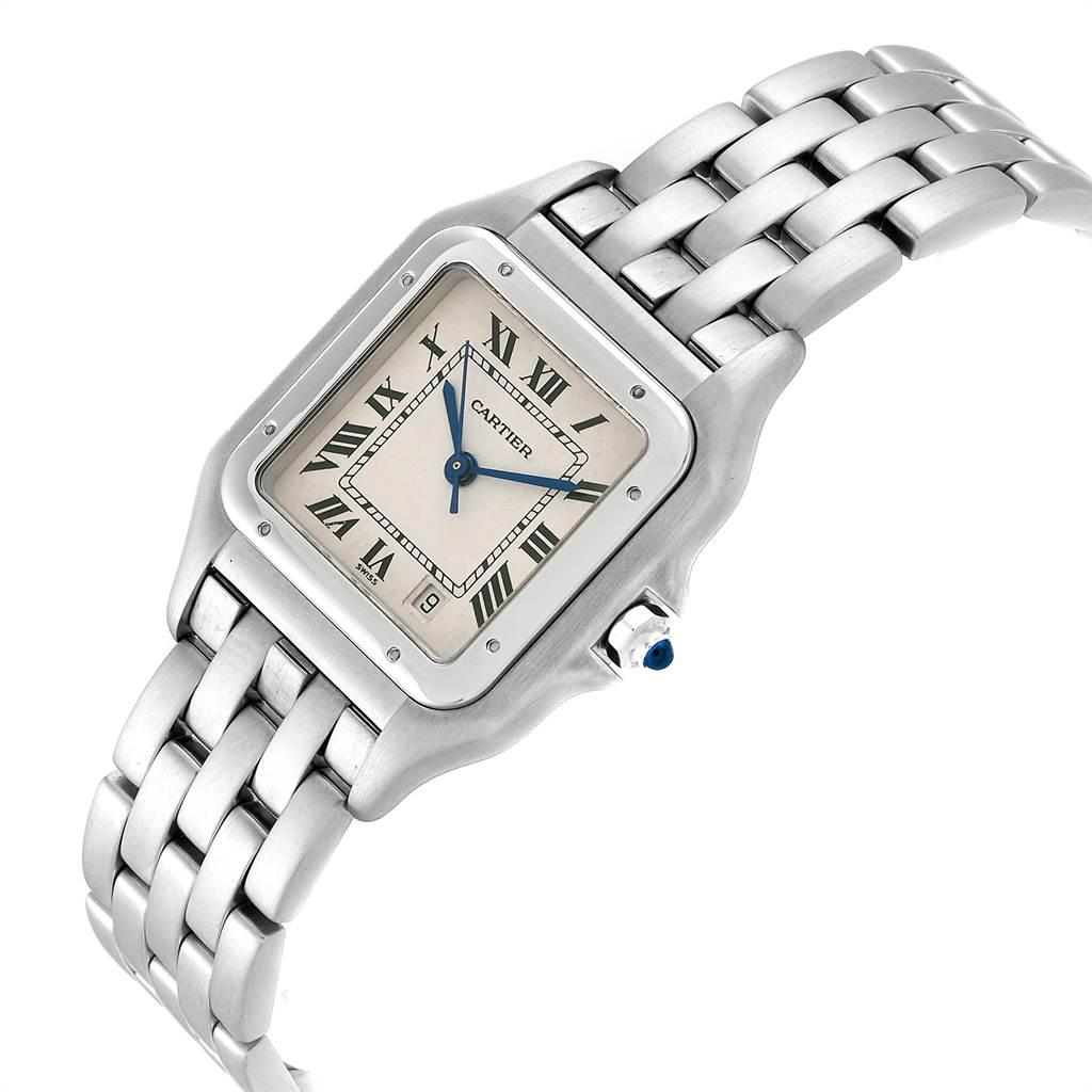 Men's Cartier Panthere Large Blue Hands Steel Unisex Watch W25054P5 For Sale