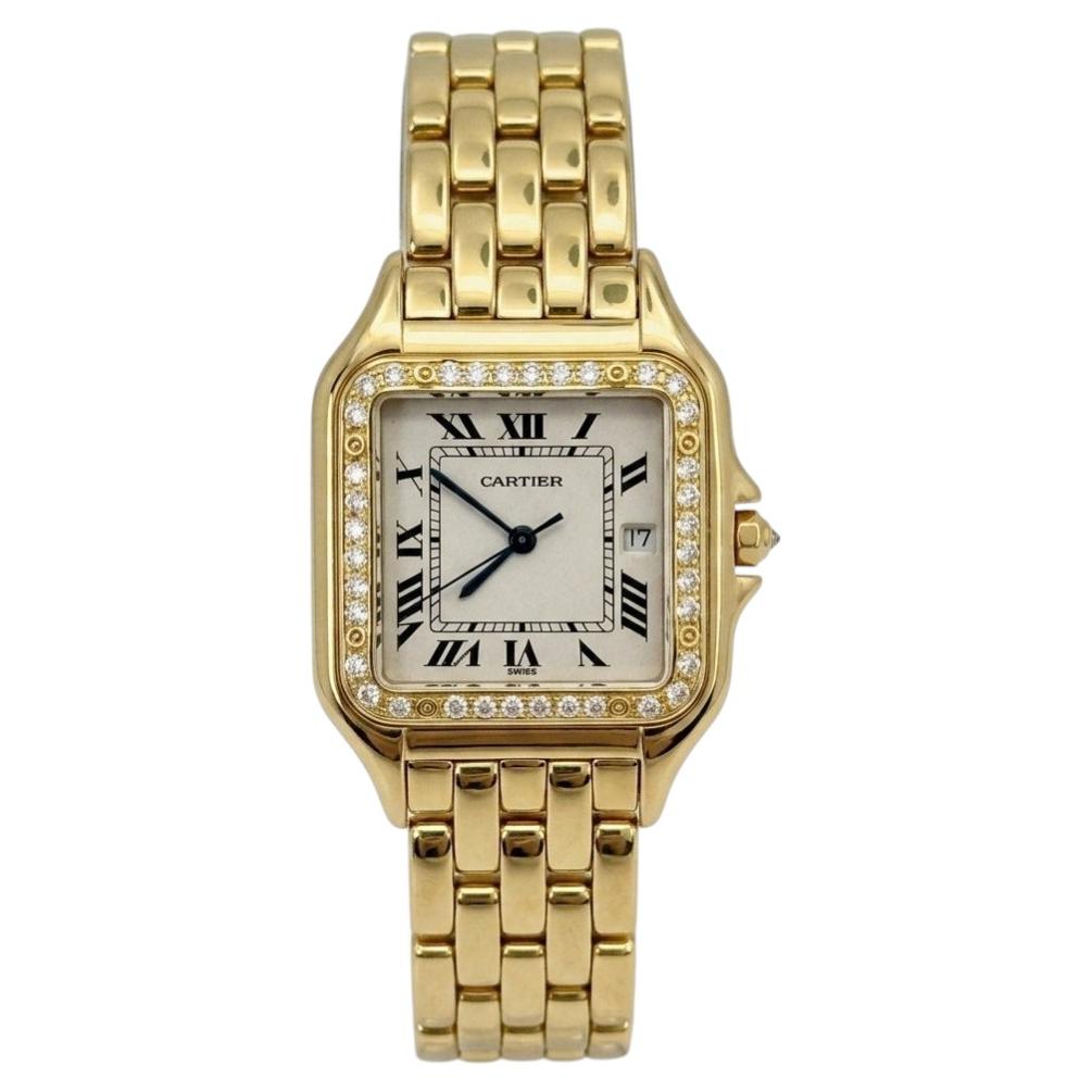 Reloj Cartier Panthère grande con bisel de diamantes de fábrica, en oro amarillo de 18k